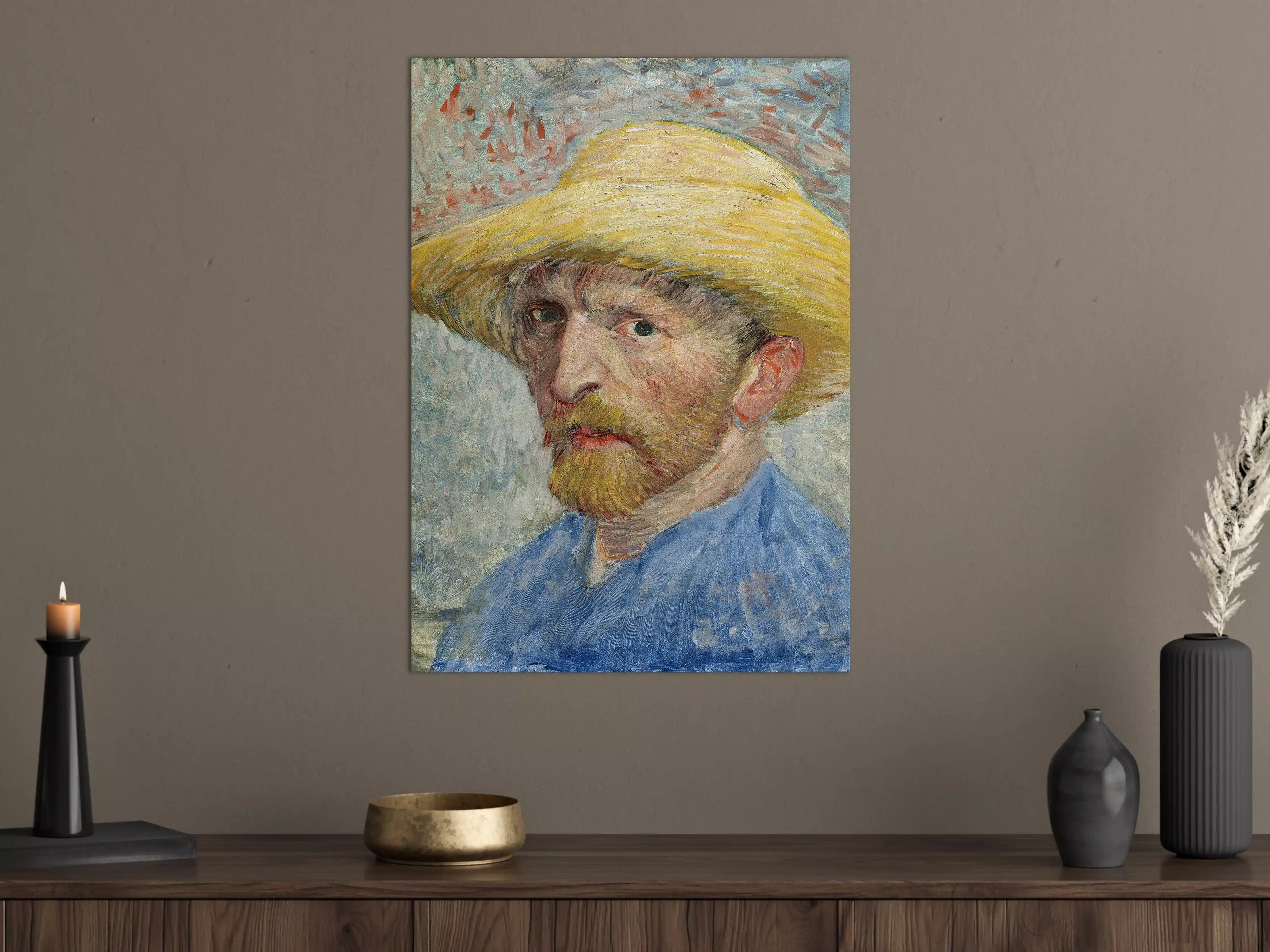 Große Wandbilder - Selbstporträt mit Sonnenhut in impressionistischem Stil