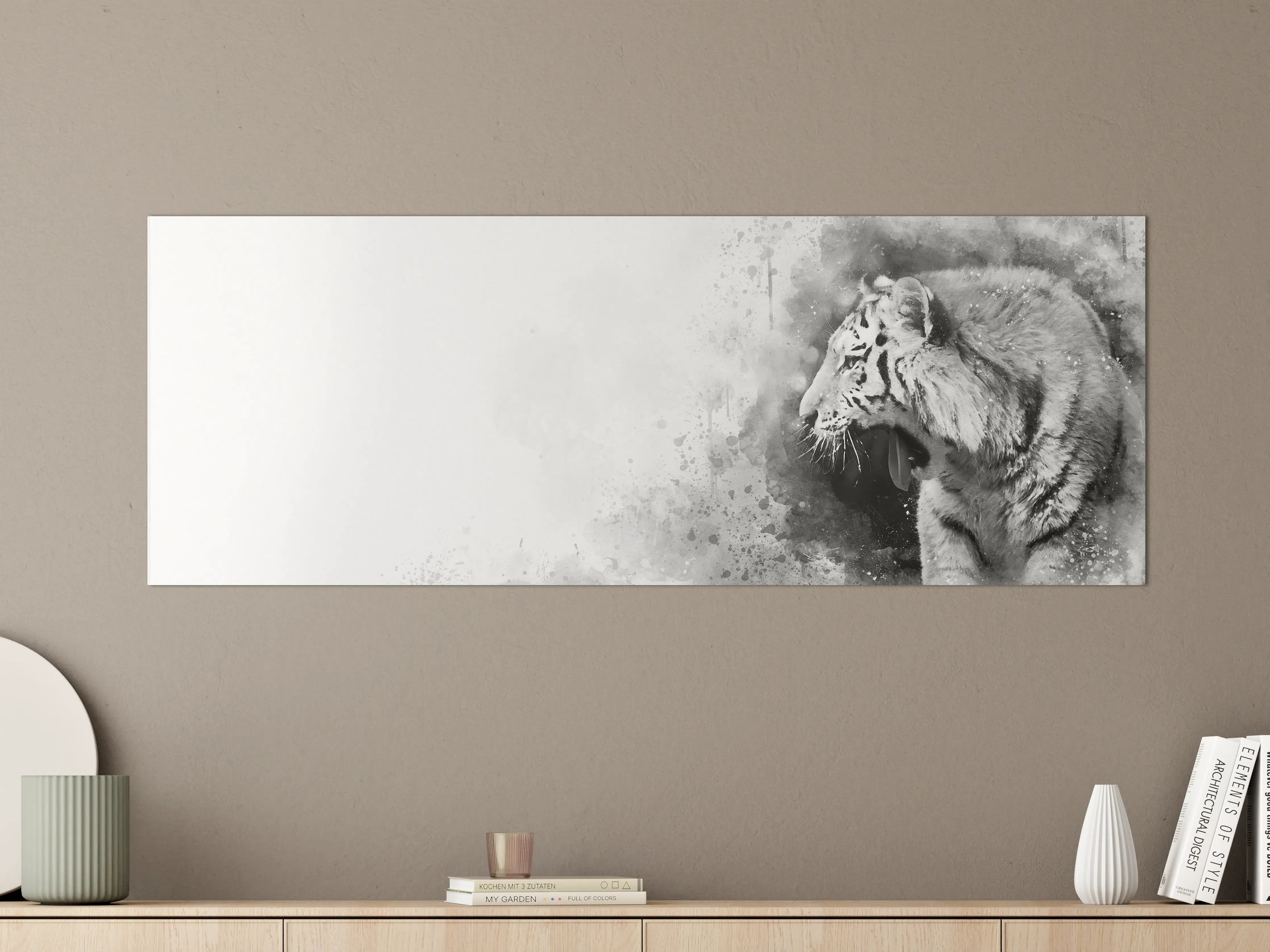 Große Wandbilder - Sibirischer Tiger - SW-Gemälde