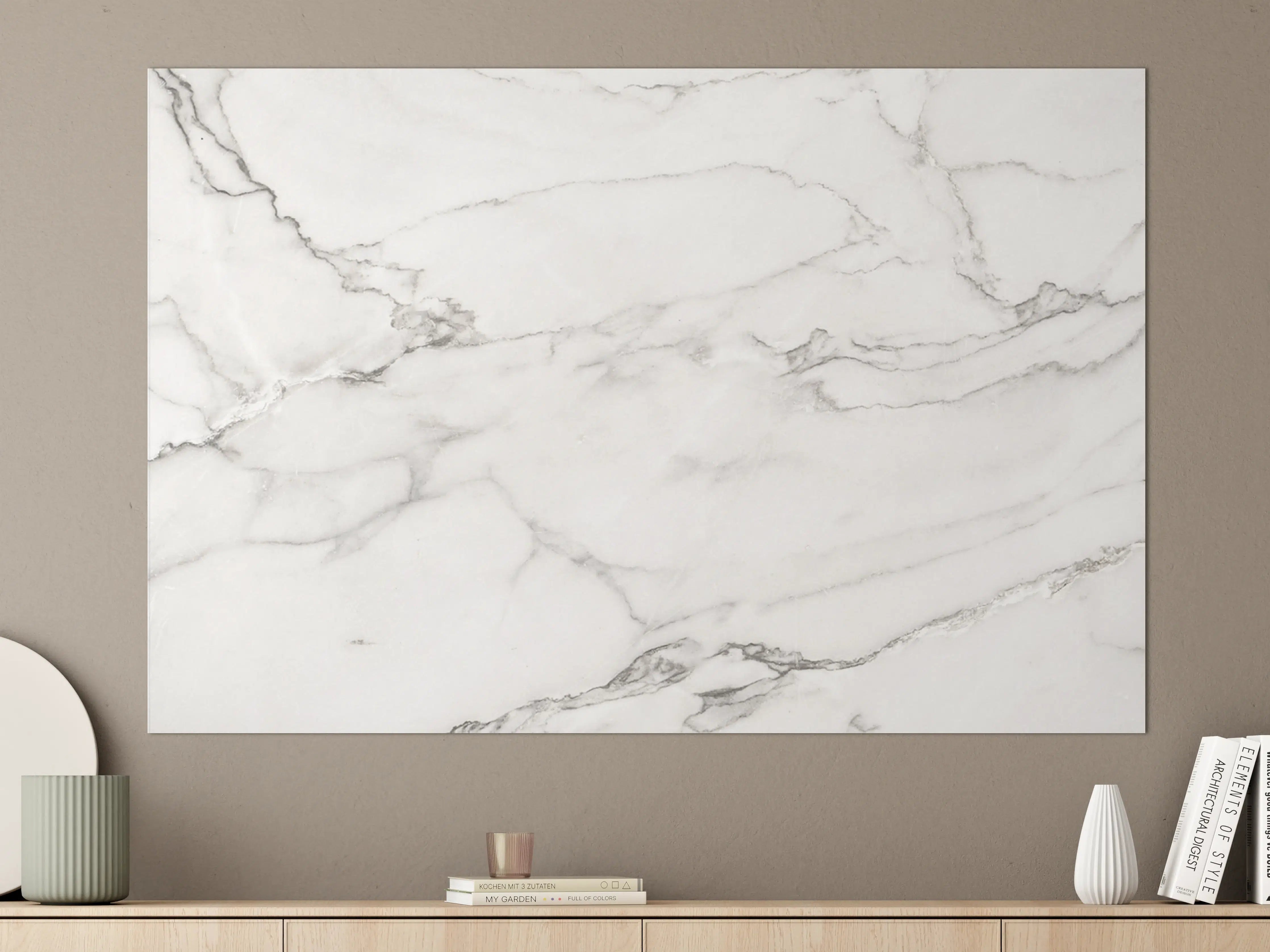 Große Wandbilder - Silberne Marmor-Flecken mit Grauadern