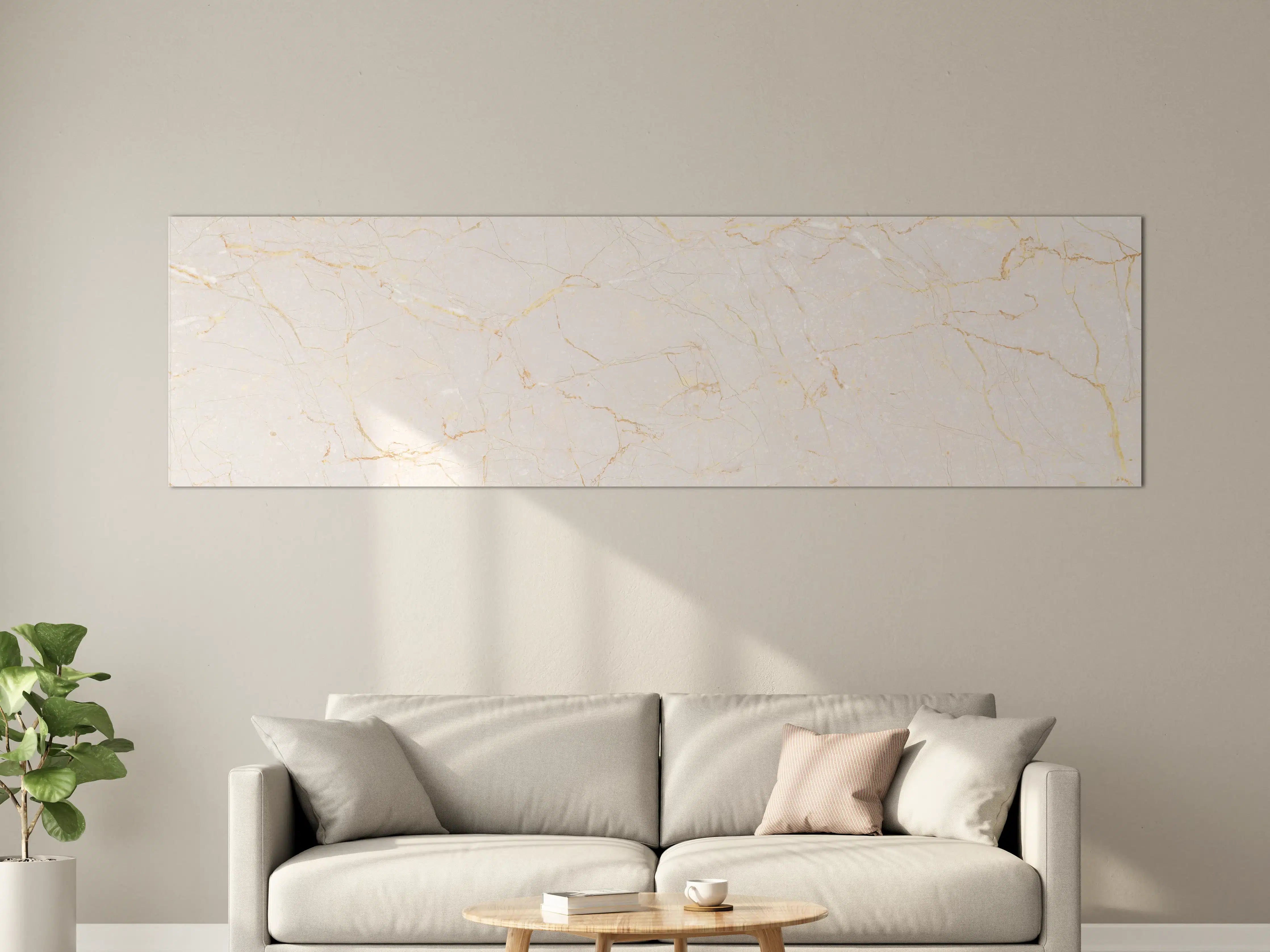 Große Wandbilder - Silberne Marmorierung mit goldenen Linien