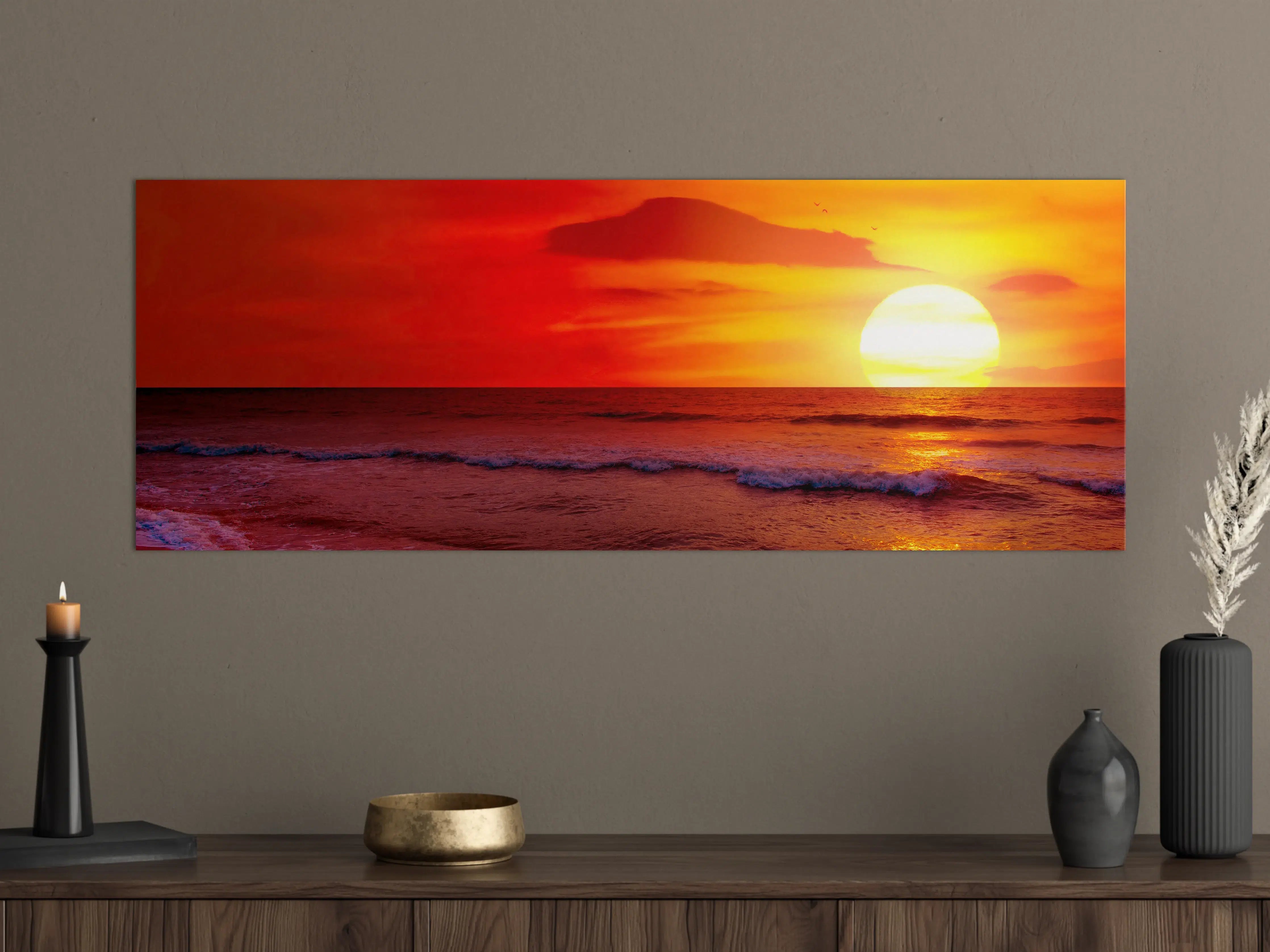 Große Wandbilder - Silberner Abendhimmel am Meer