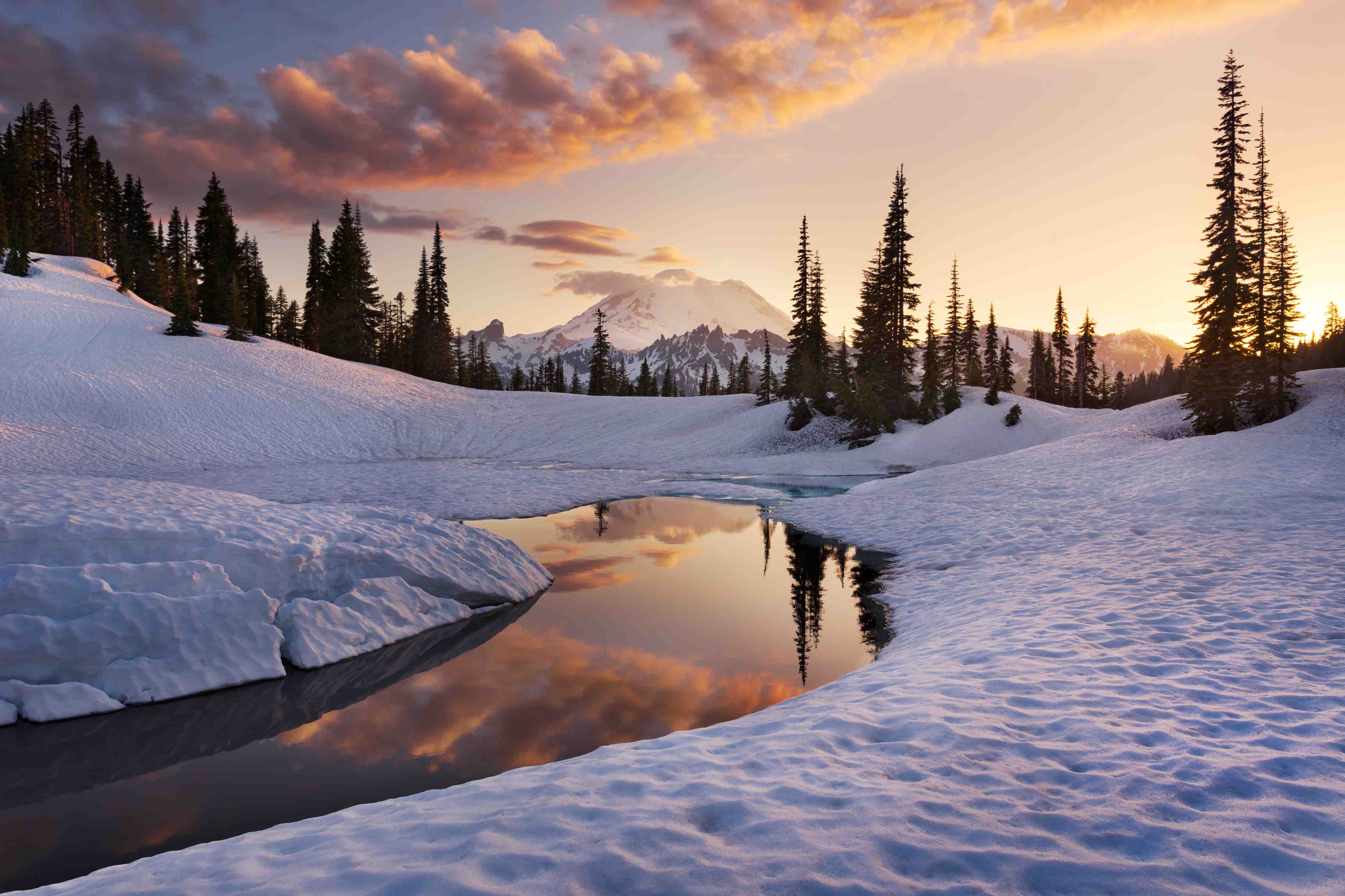 Große Wandbilder-Silberner Frostsee bei Abendlicht
