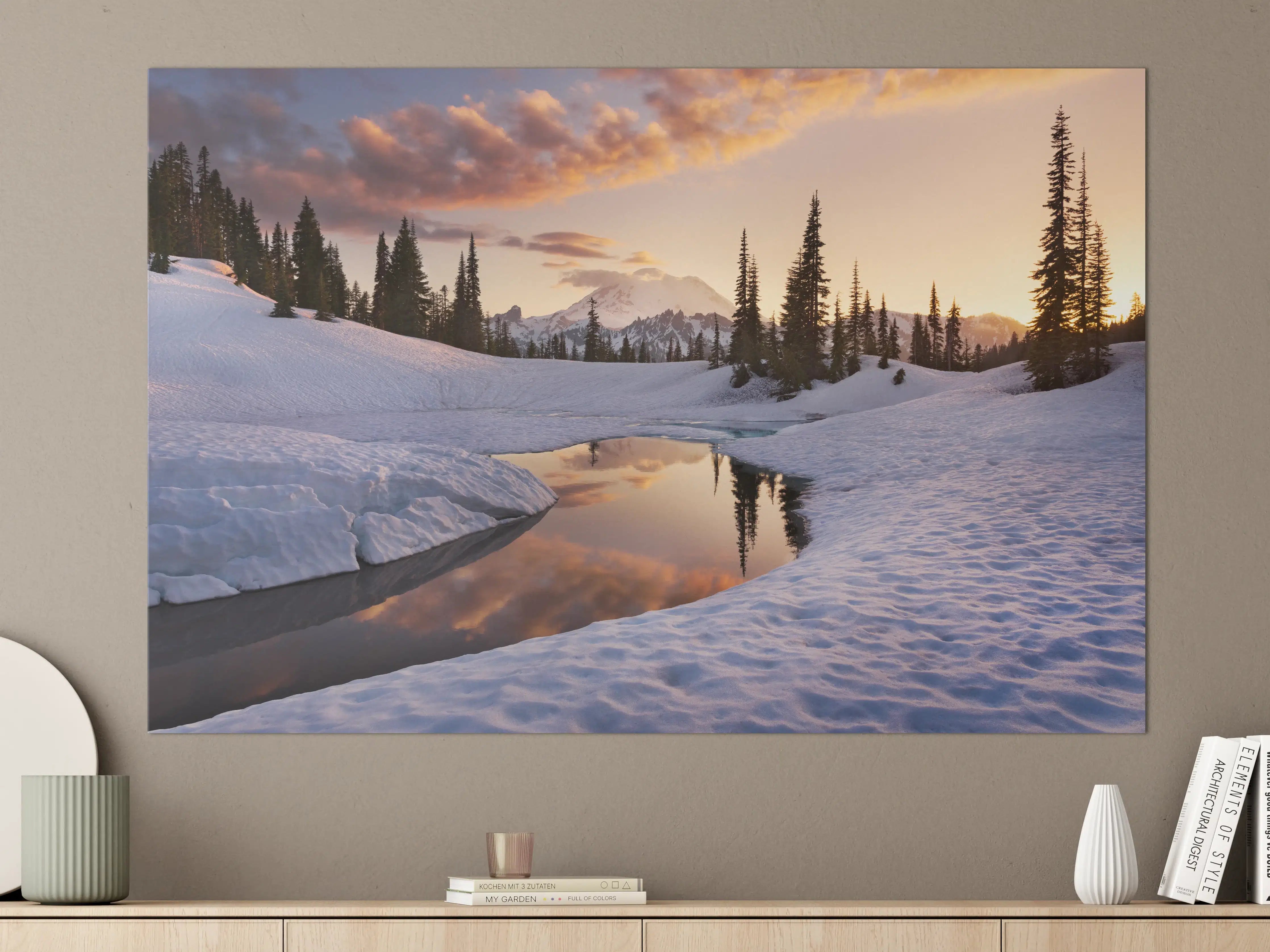 Große Wandbilder - Silberner Frostsee bei Abendlicht