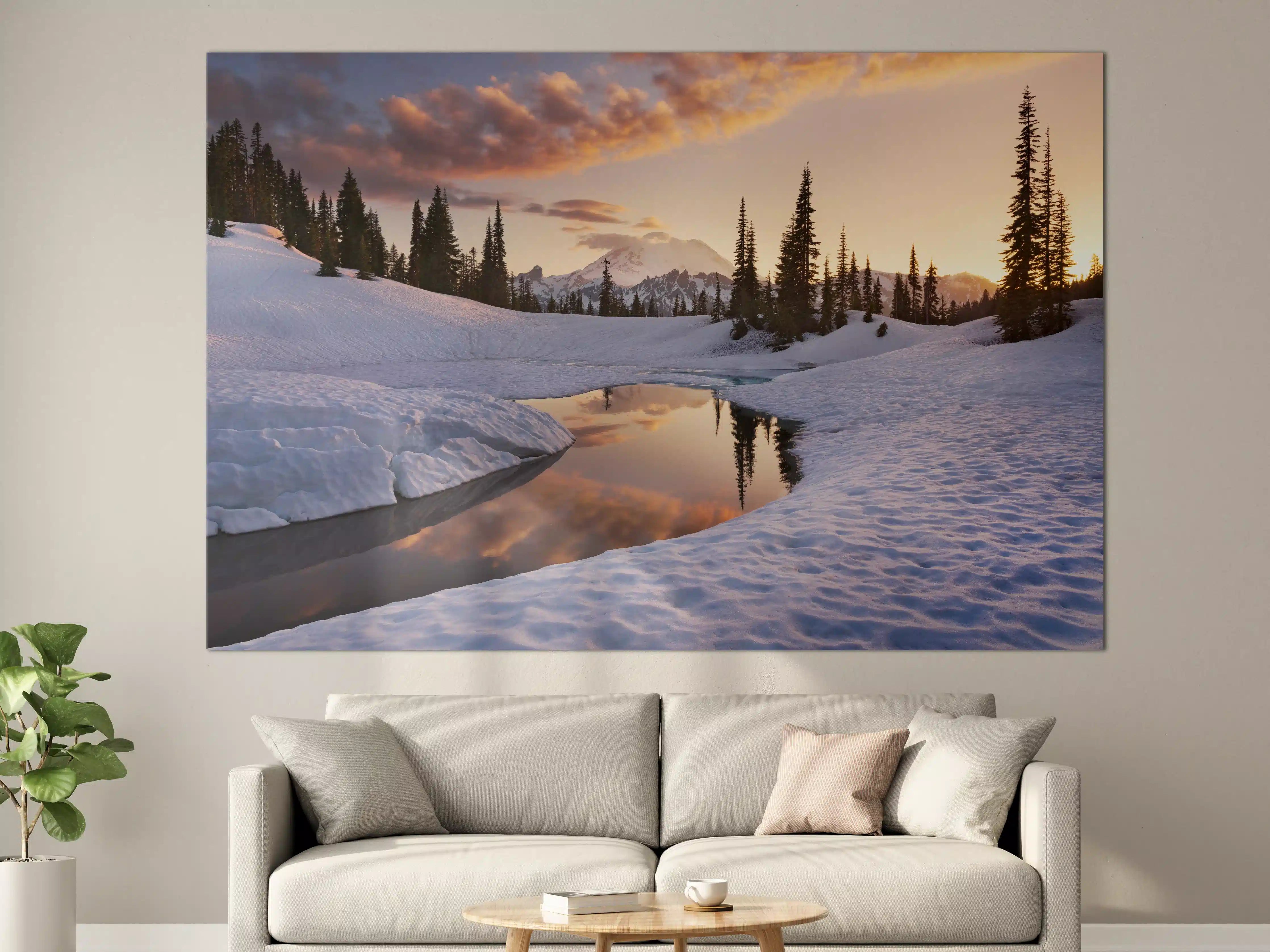 Große Wandbilder - Silberner Frostsee bei Abendlicht