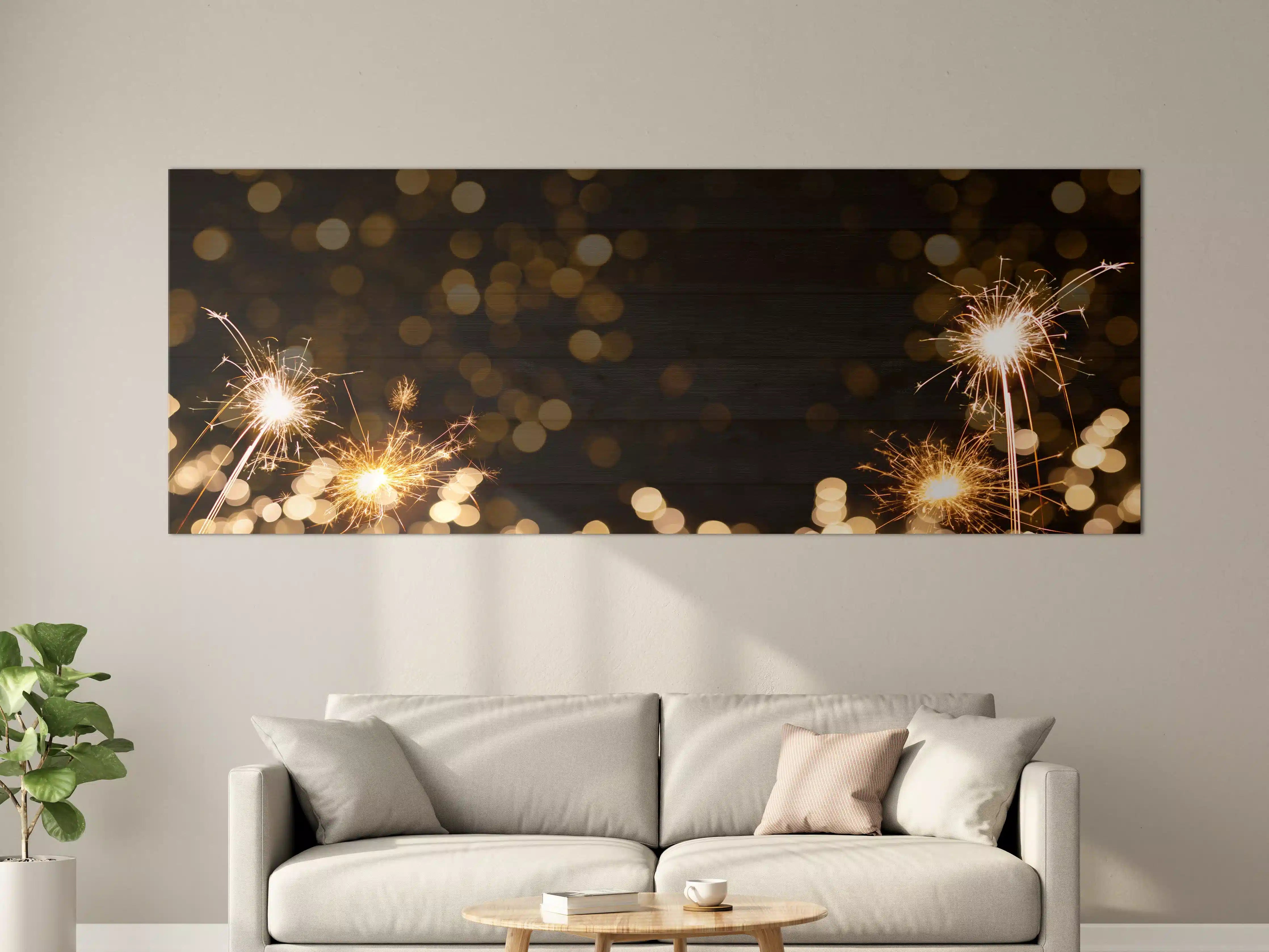 Große Wandbilder - Silvester Feuerwerk Bokeh Panorama