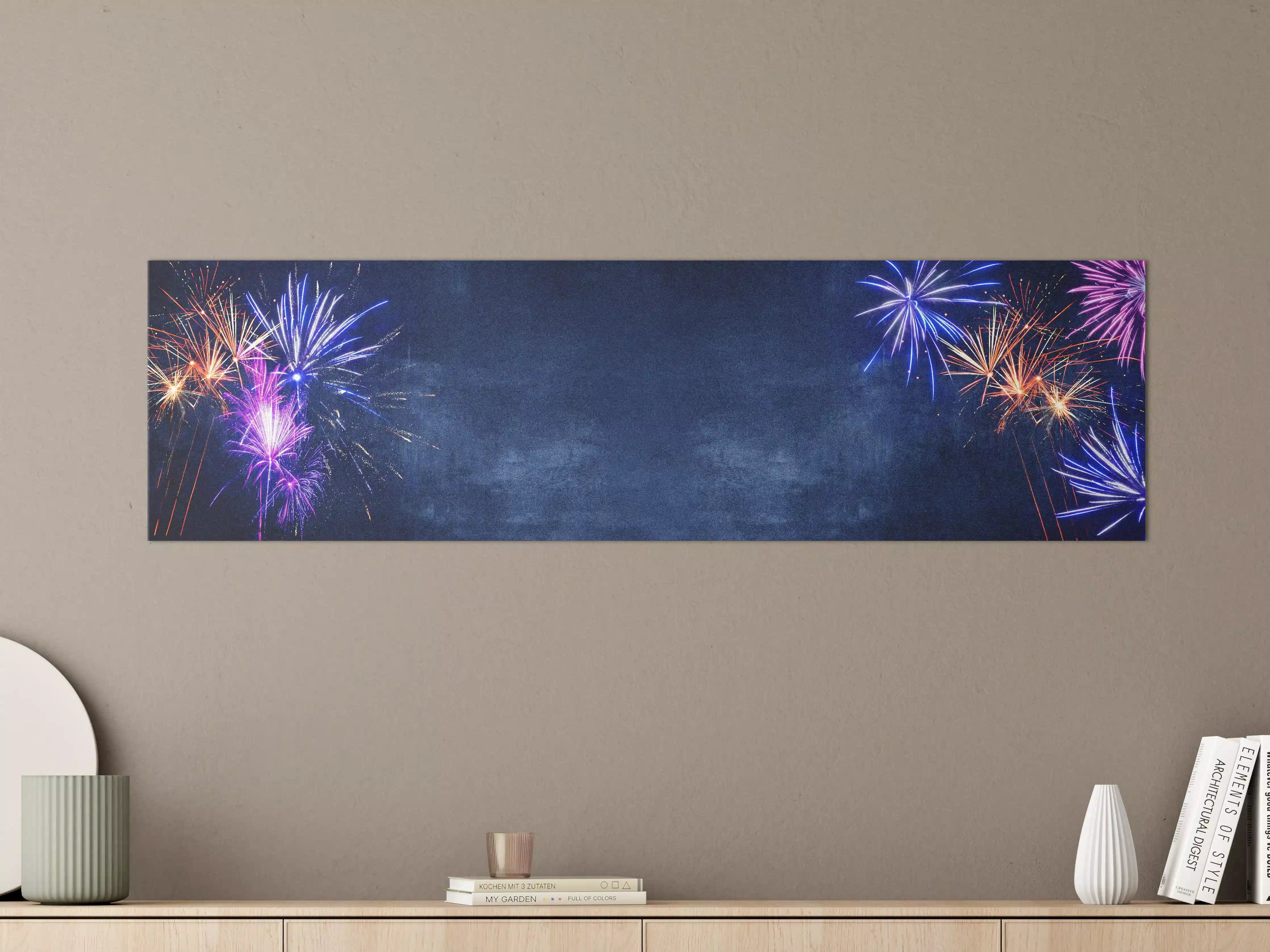 Große Wandbilder - Silvester-Feuerwerk Dunkelblauer Nachthimmel