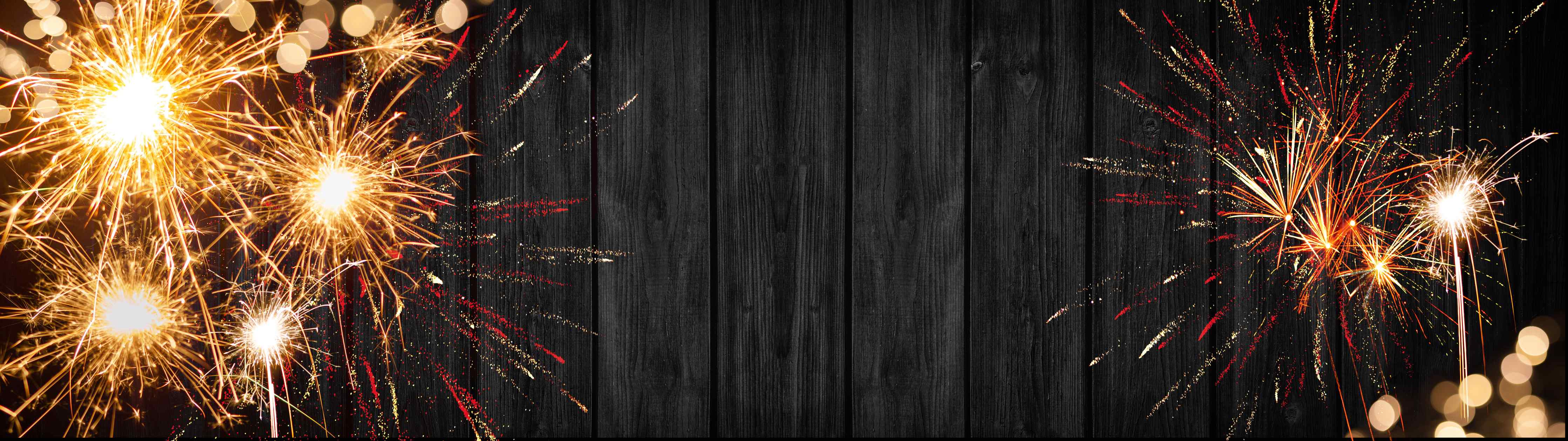 Große Wandbilder-Silvester-Feuerwerk Rustikal-Holz