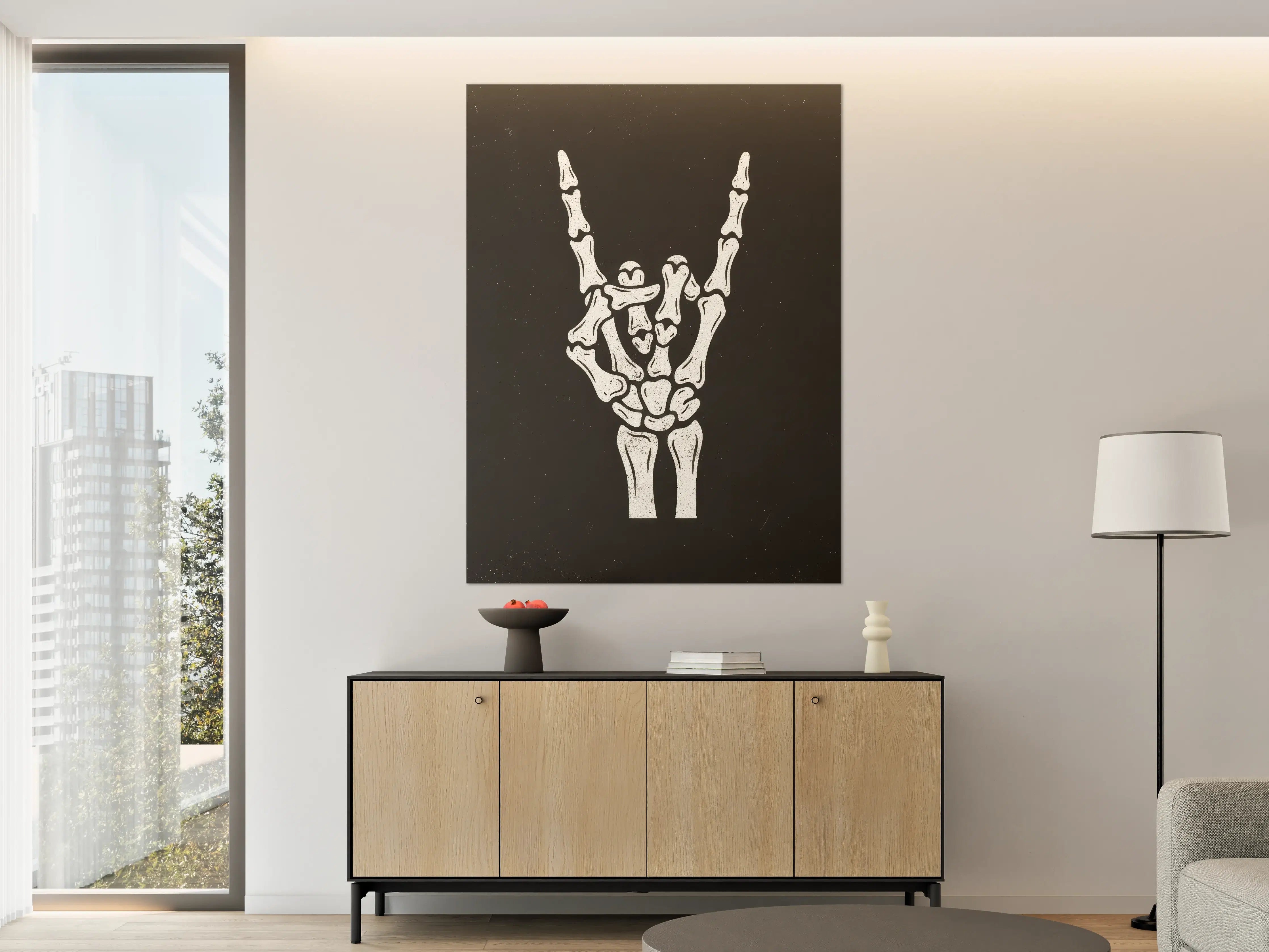 Große Wandbilder - Skull Skeleton Hand Gesture
