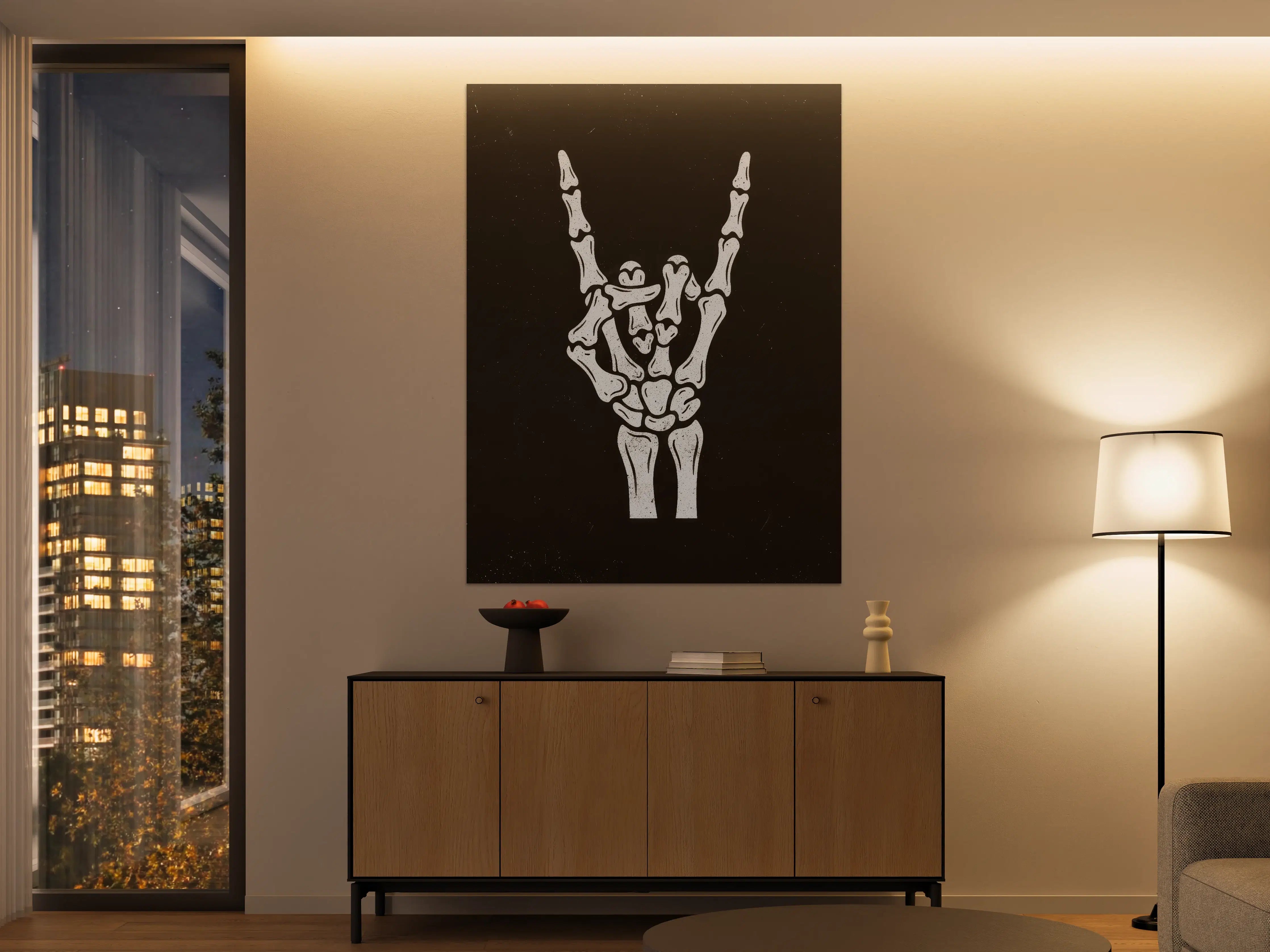 Große Wandbilder - Skull Skeleton Hand Gesture