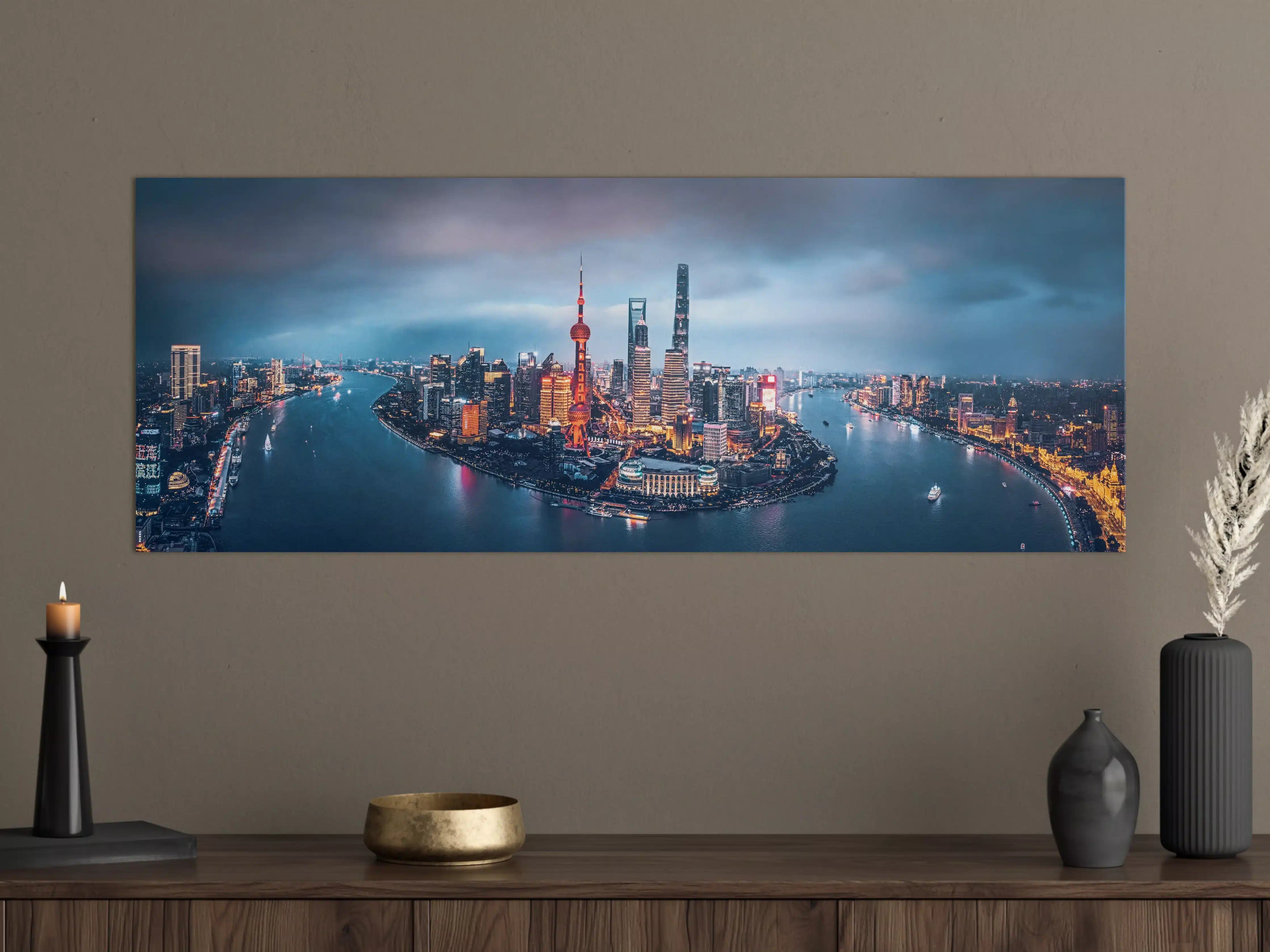 Große Wandbilder - Skyline von Shanghai bei Nacht