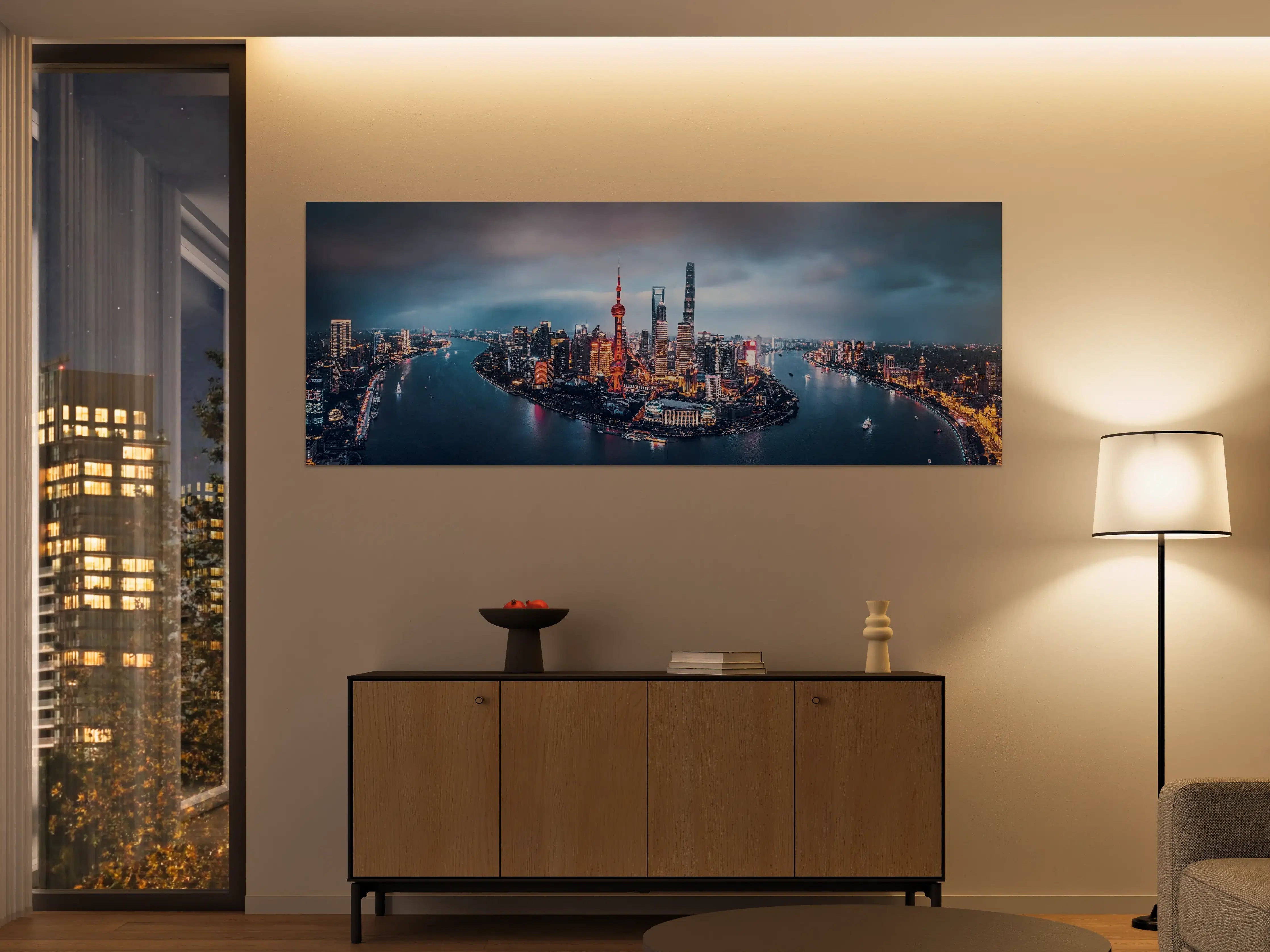 Große Wandbilder - Skyline von Shanghai bei Nacht