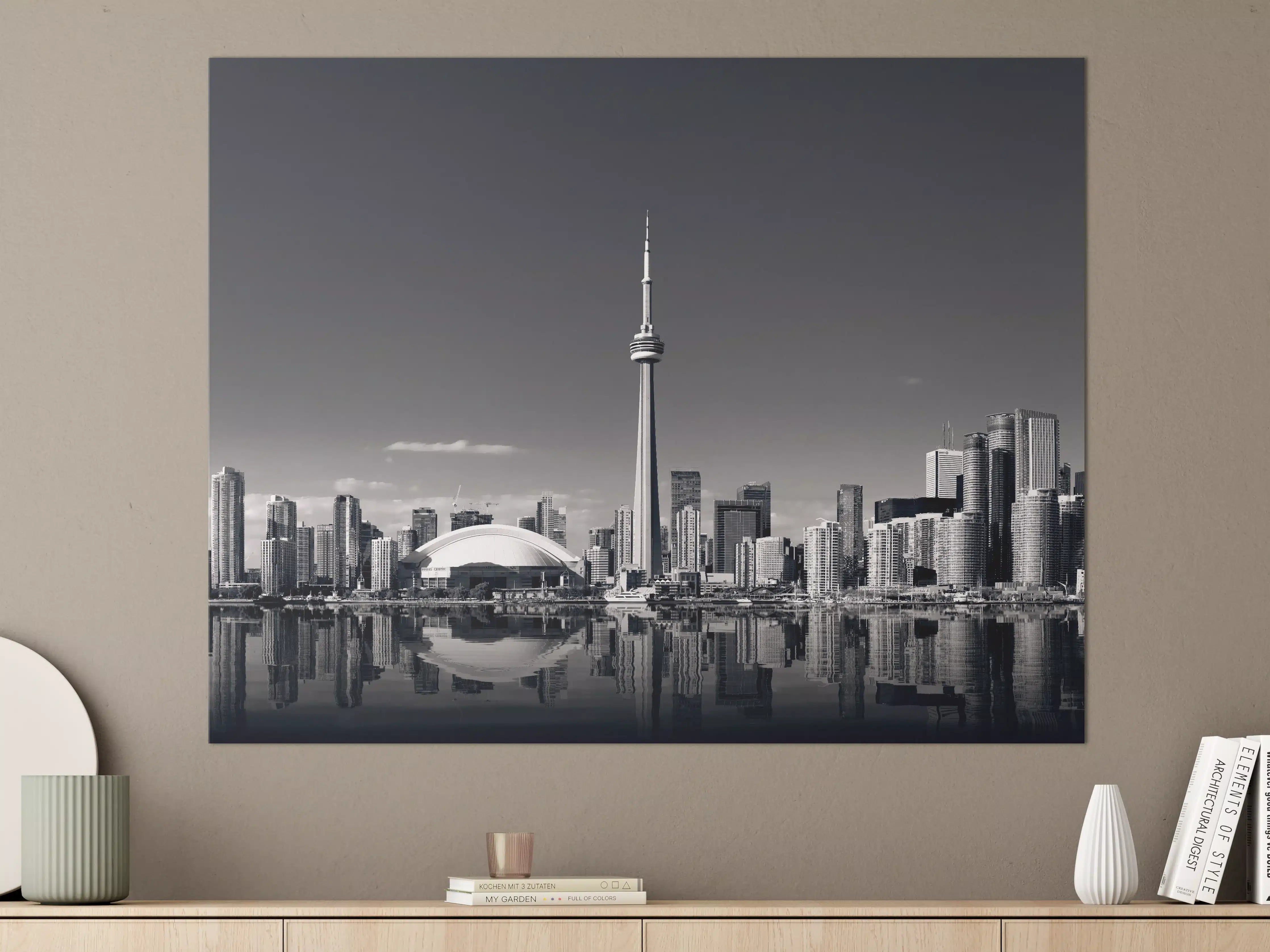 Große Wandbilder - Skyline von Toronto mit CN Turm in schwarz weiß