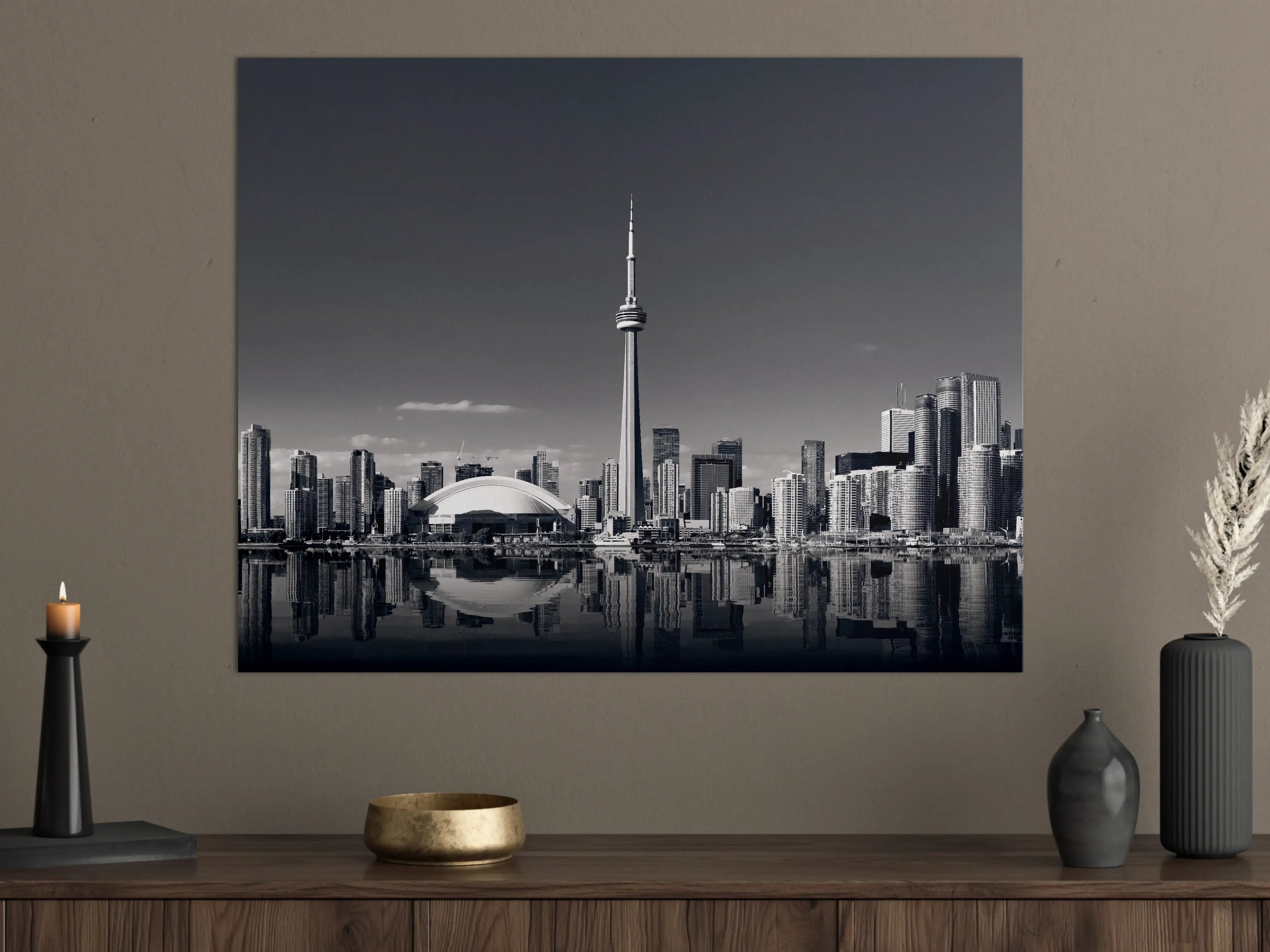 Große Wandbilder - Skyline von Toronto mit CN Turm in schwarz weiß