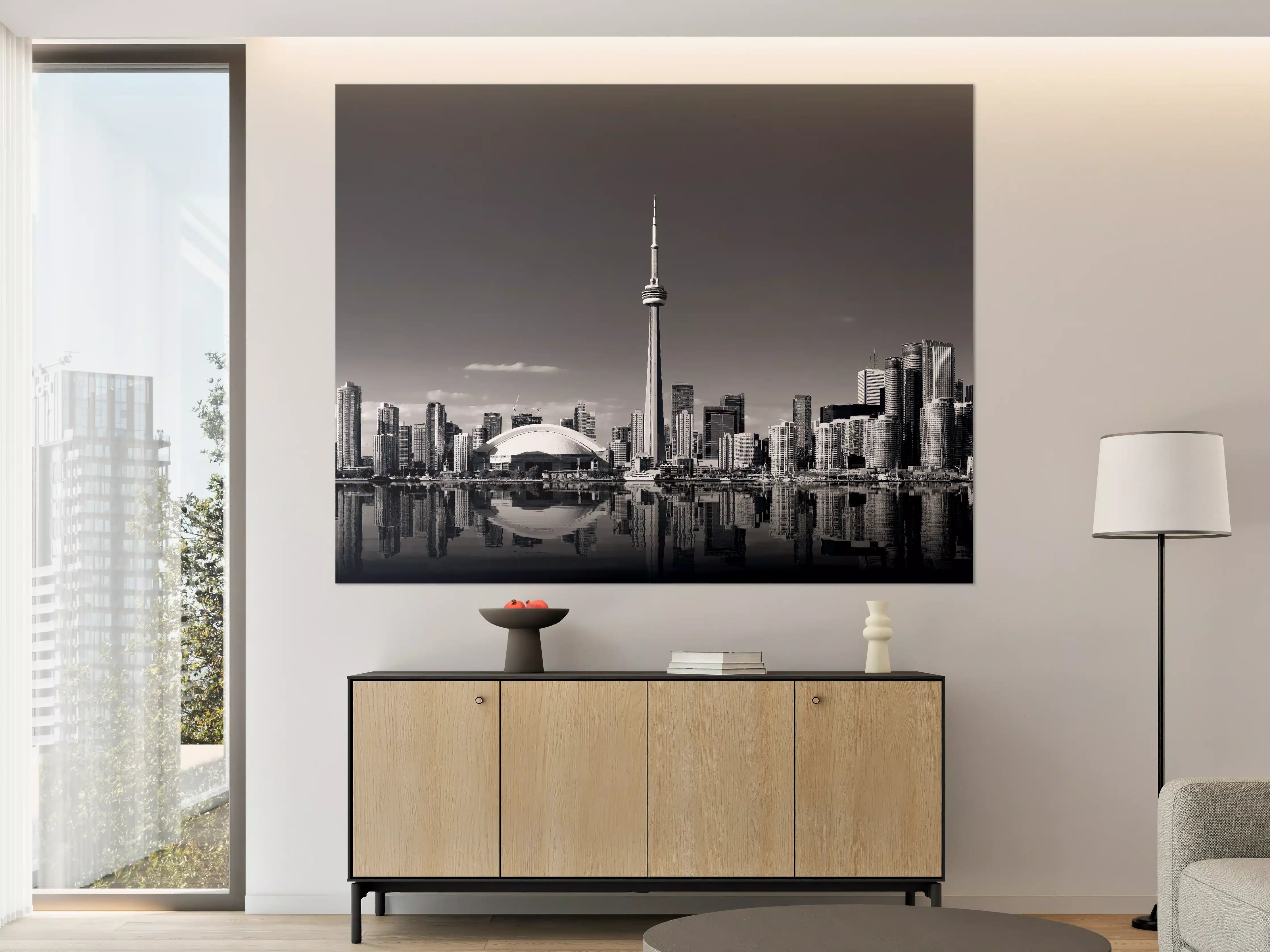 Große Wandbilder - Skyline von Toronto mit CN Turm in schwarz weiß