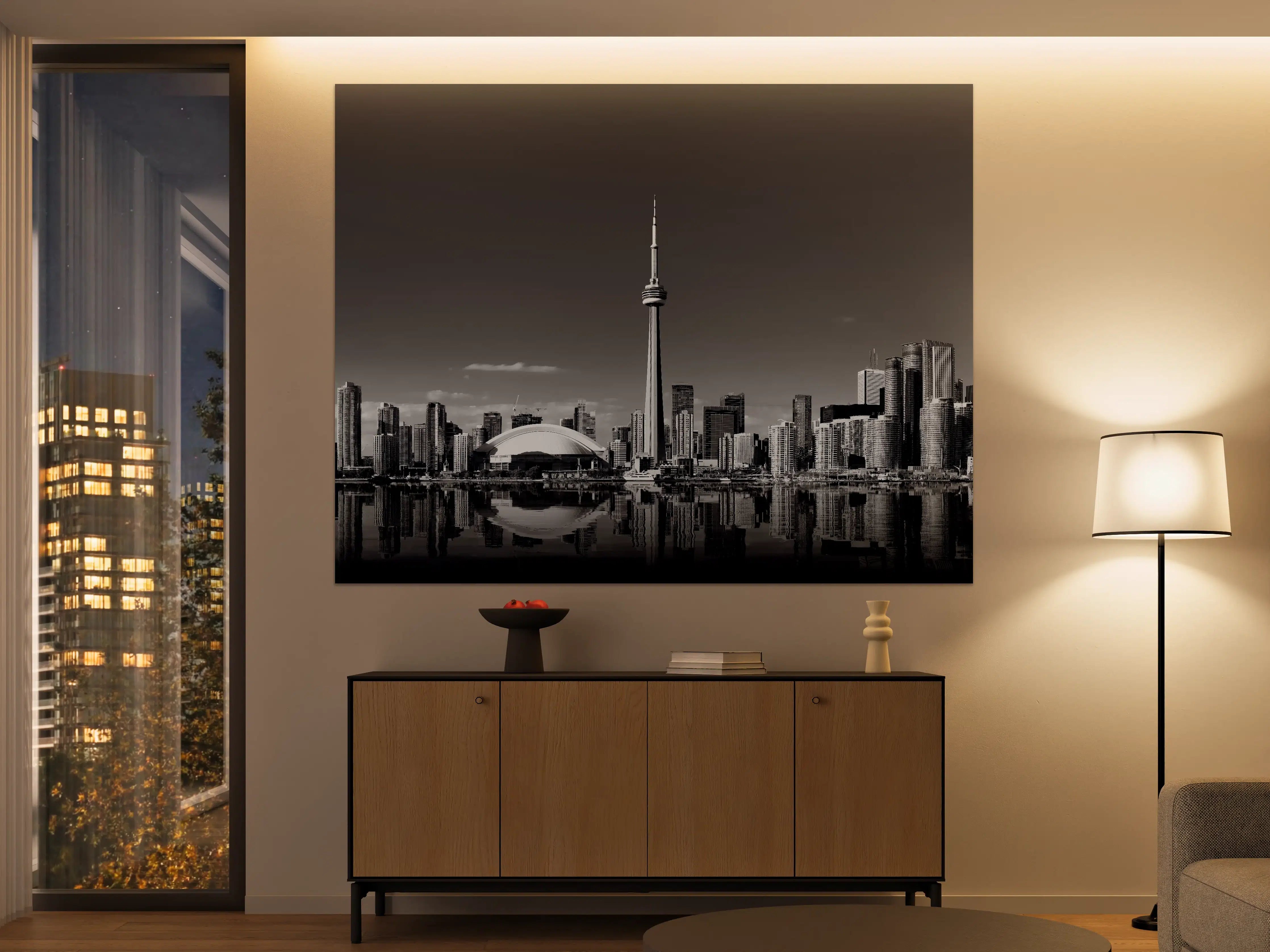 Große Wandbilder - Skyline von Toronto mit CN Turm in schwarz weiß