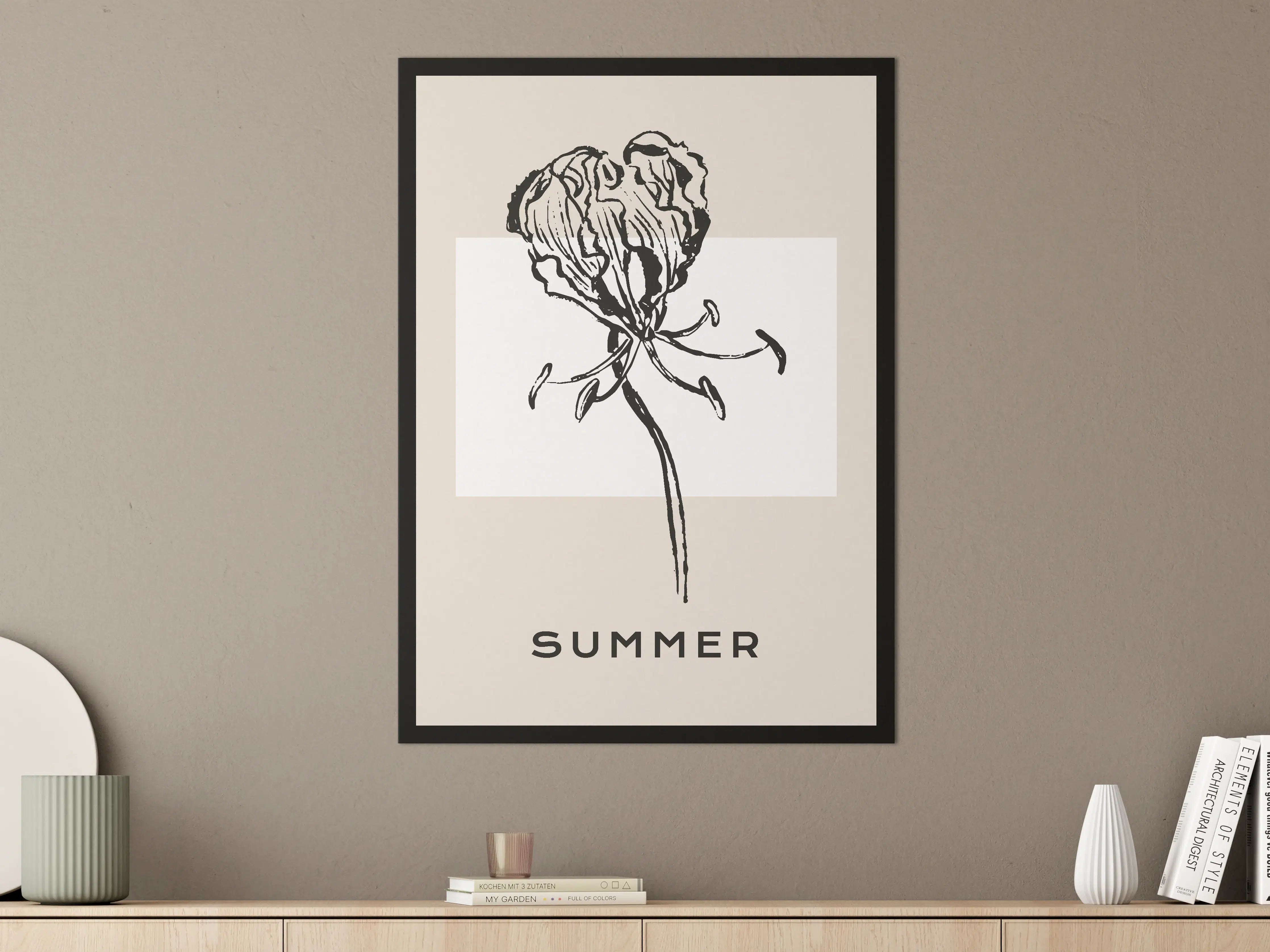 Große Wandbilder - Sommerliche Blumenzeichnung