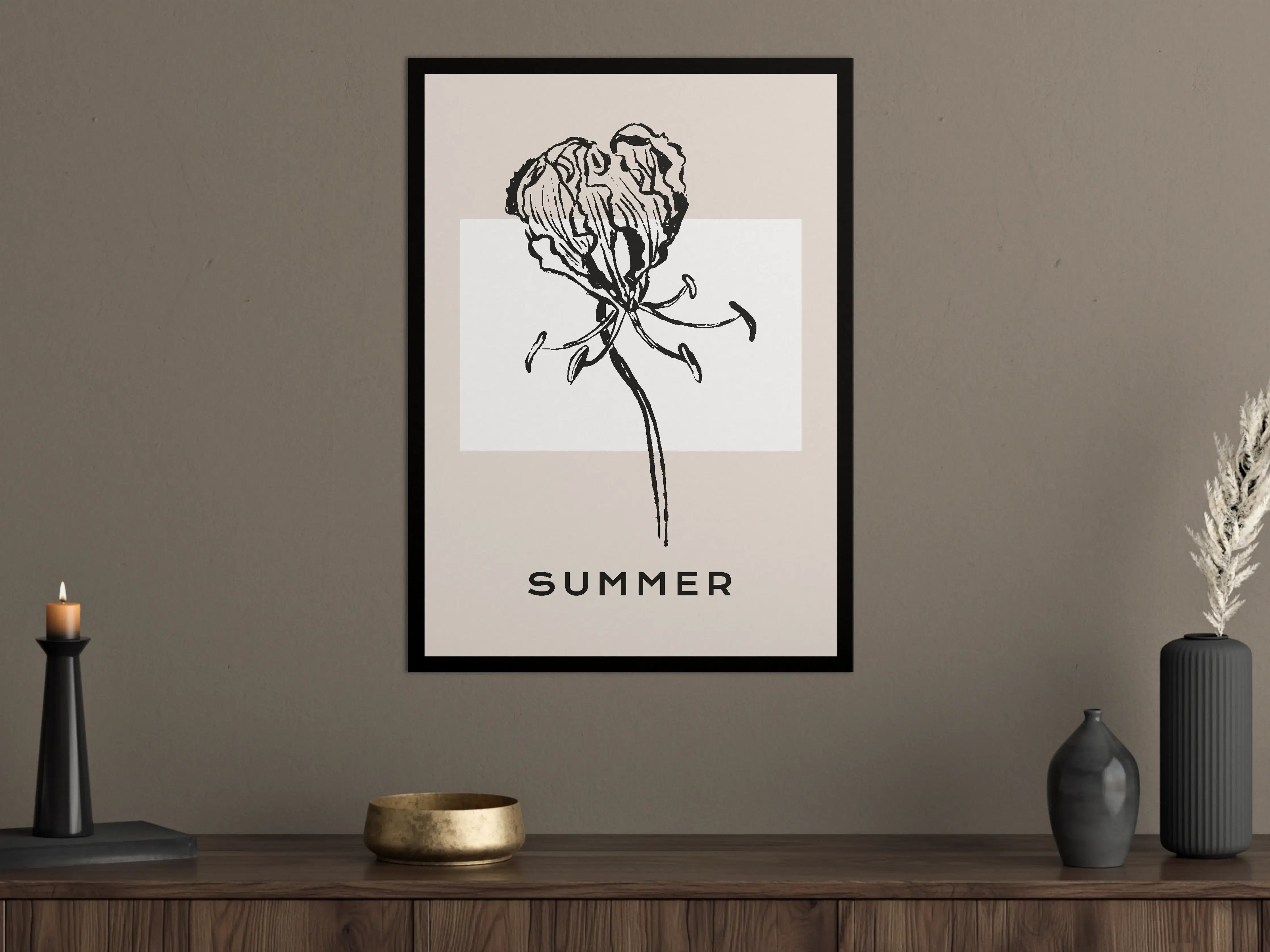 Große Wandbilder - Sommerliche Blumenzeichnung