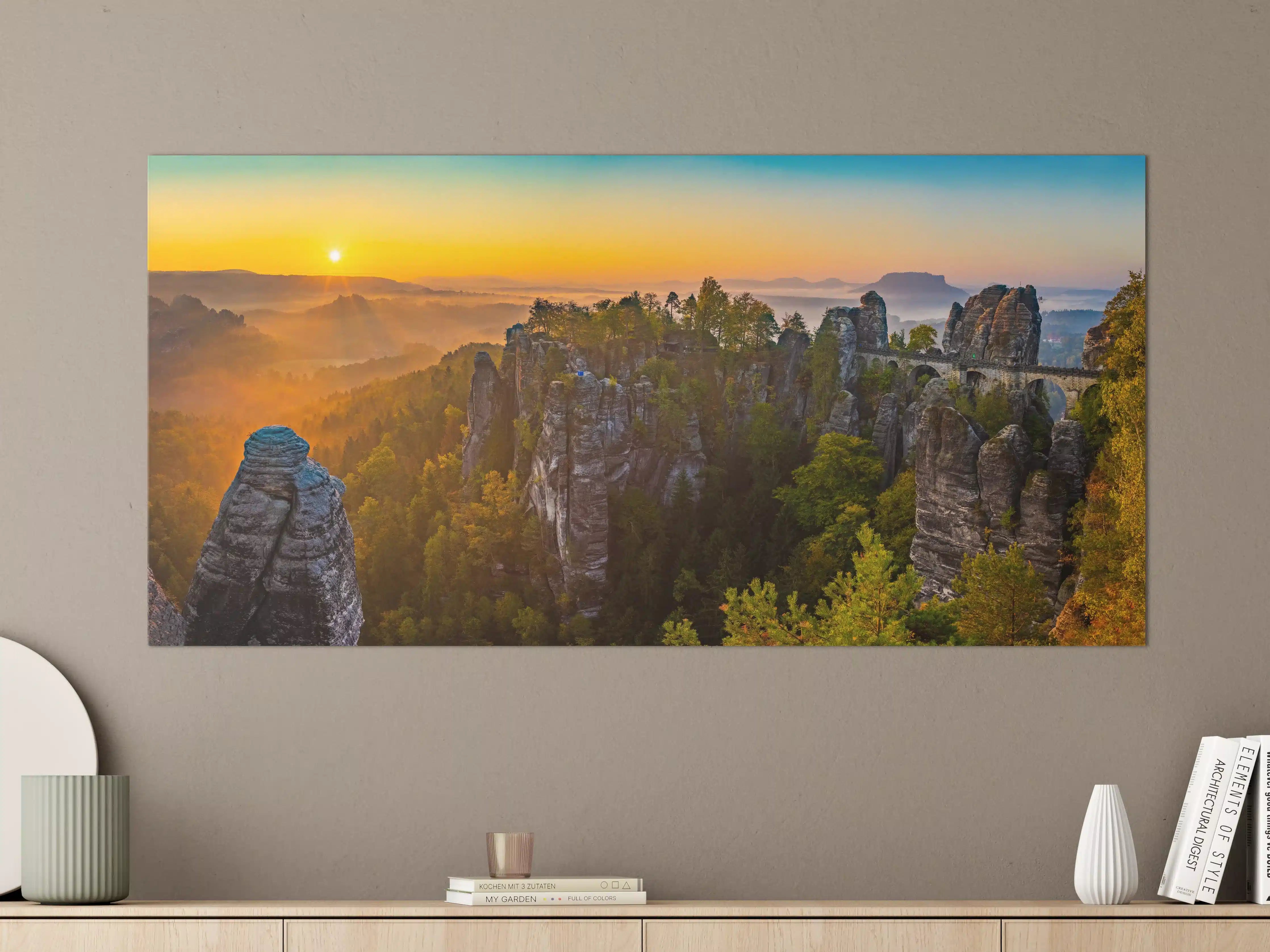 Große Wandbilder - Sonnenaufgang Bastei Sächsische Schweiz