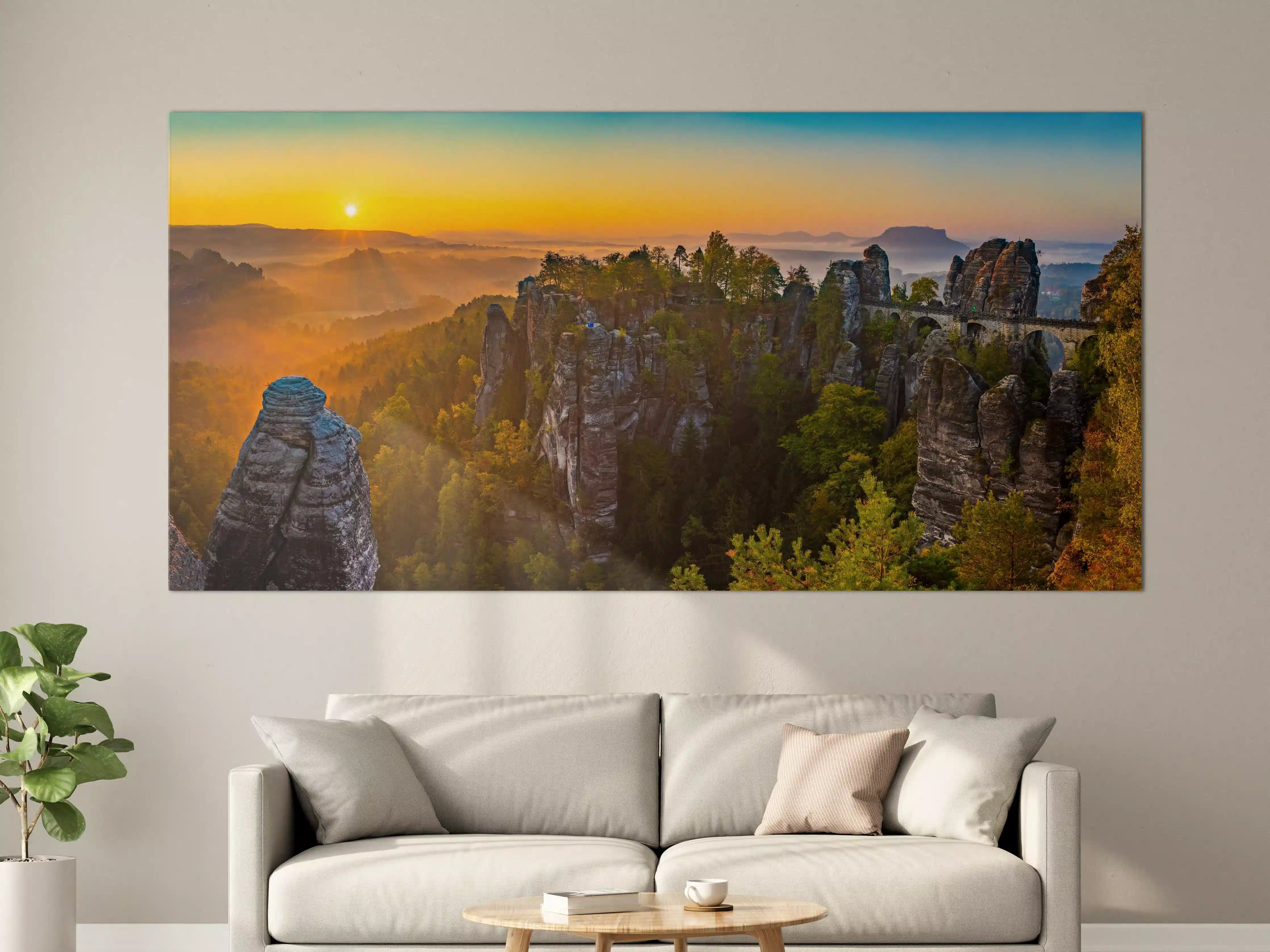 Große Wandbilder - Sonnenaufgang Bastei Sächsische Schweiz