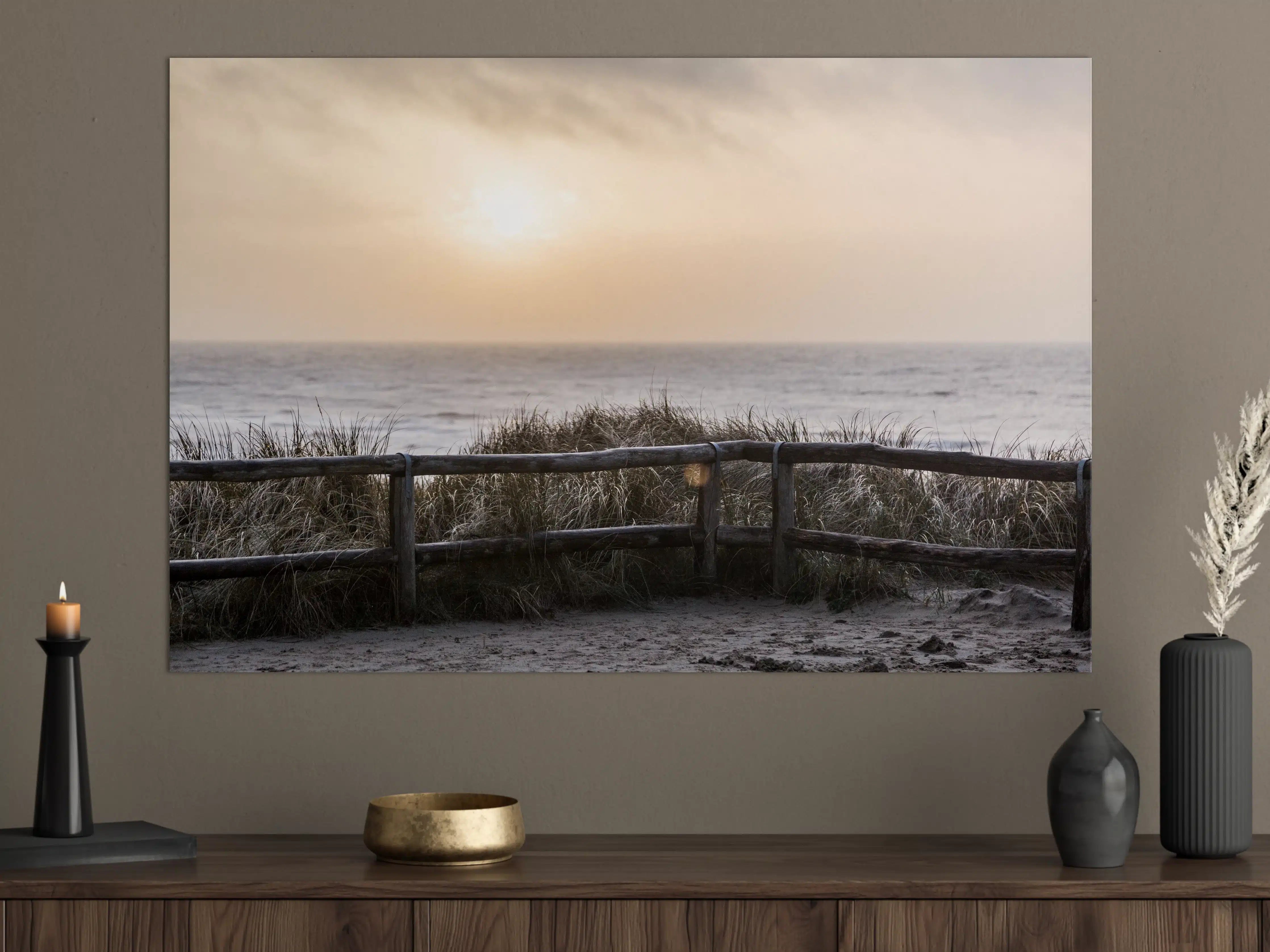 Große Wandbilder - Sonnenaufgang am Strand mit Dünen