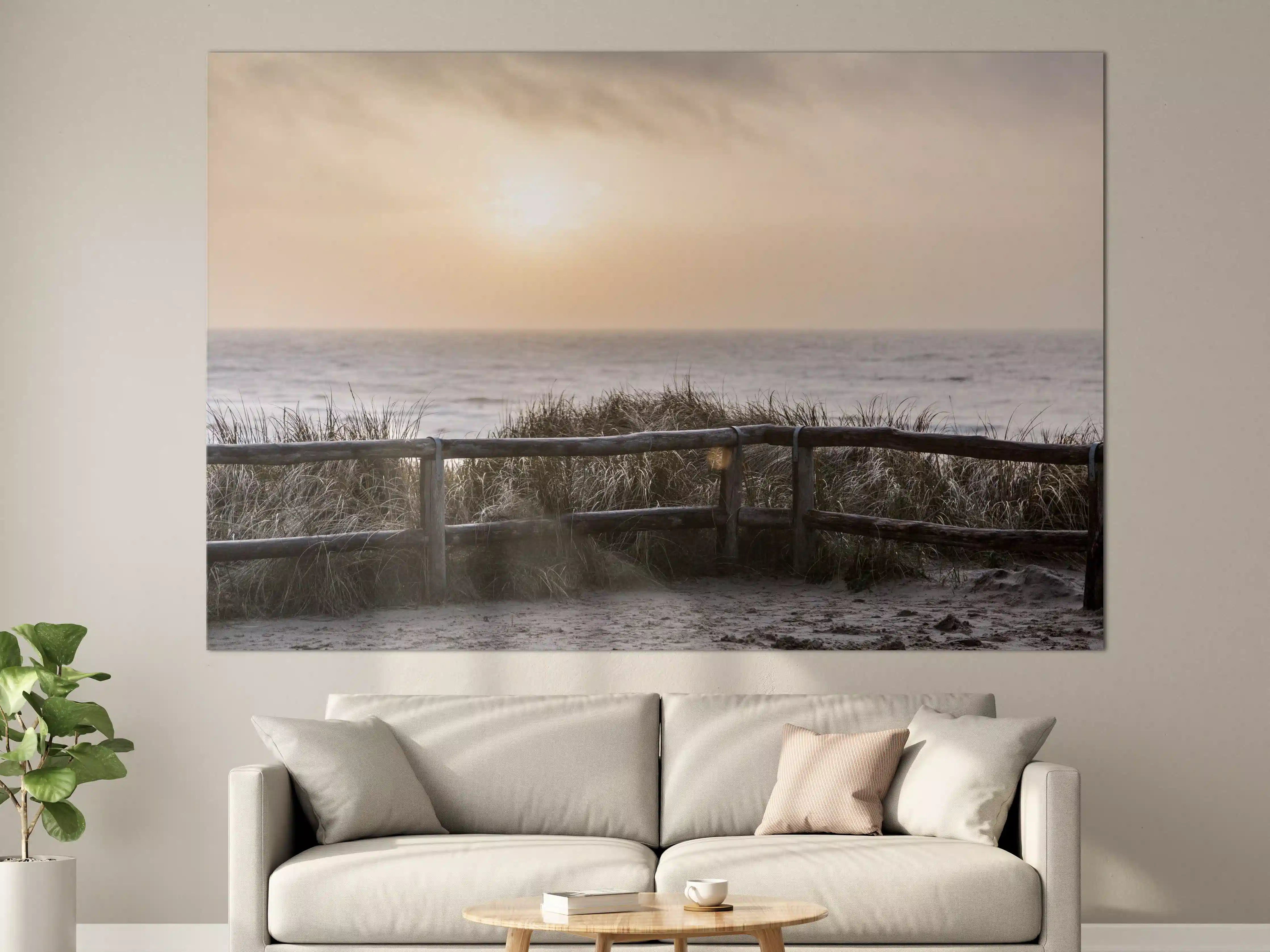 Große Wandbilder - Sonnenaufgang am Strand mit Dünen