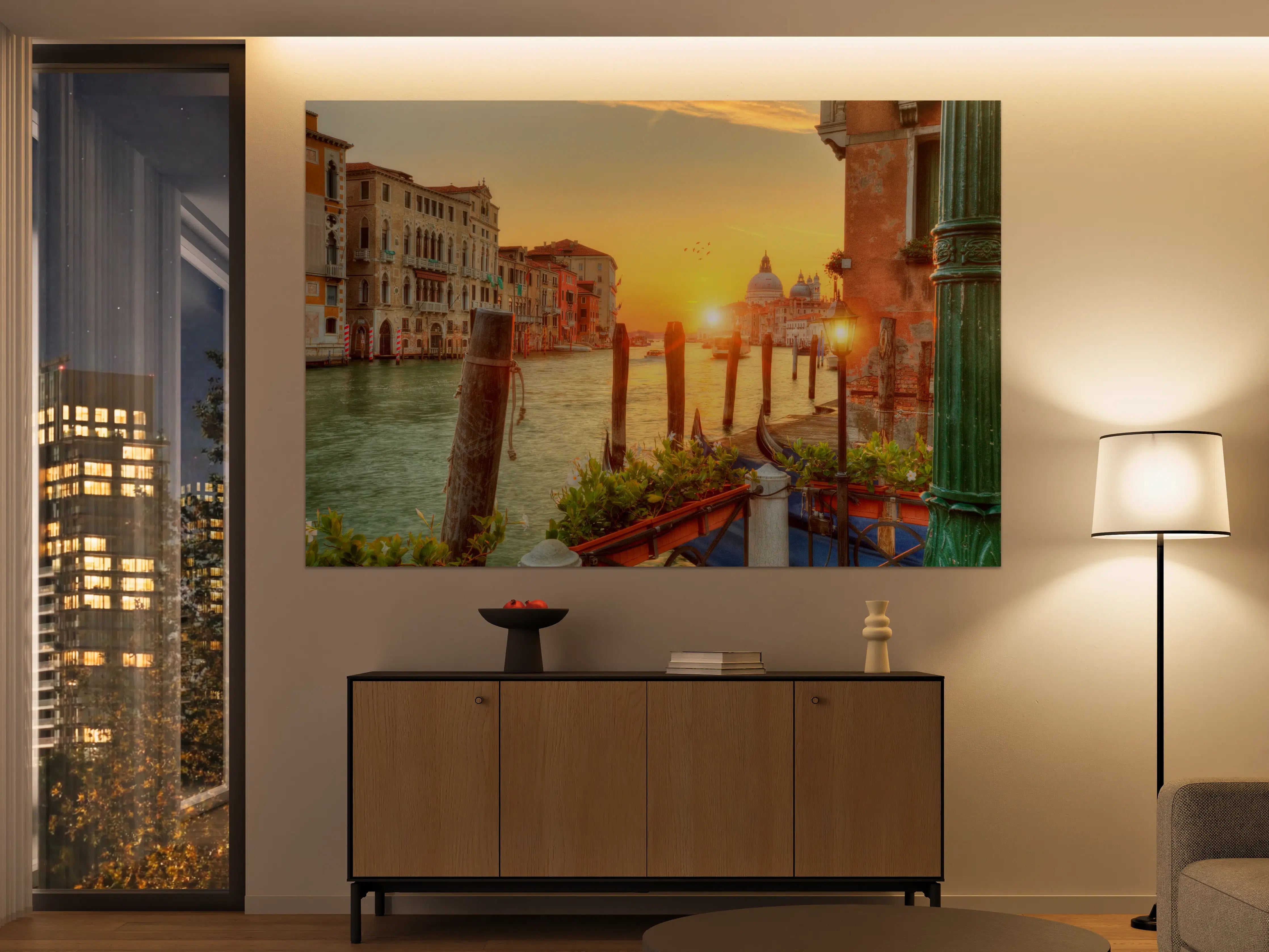 Große Wandbilder - Sonnenaufgang im Grand Canal der Kirche Santa Maria