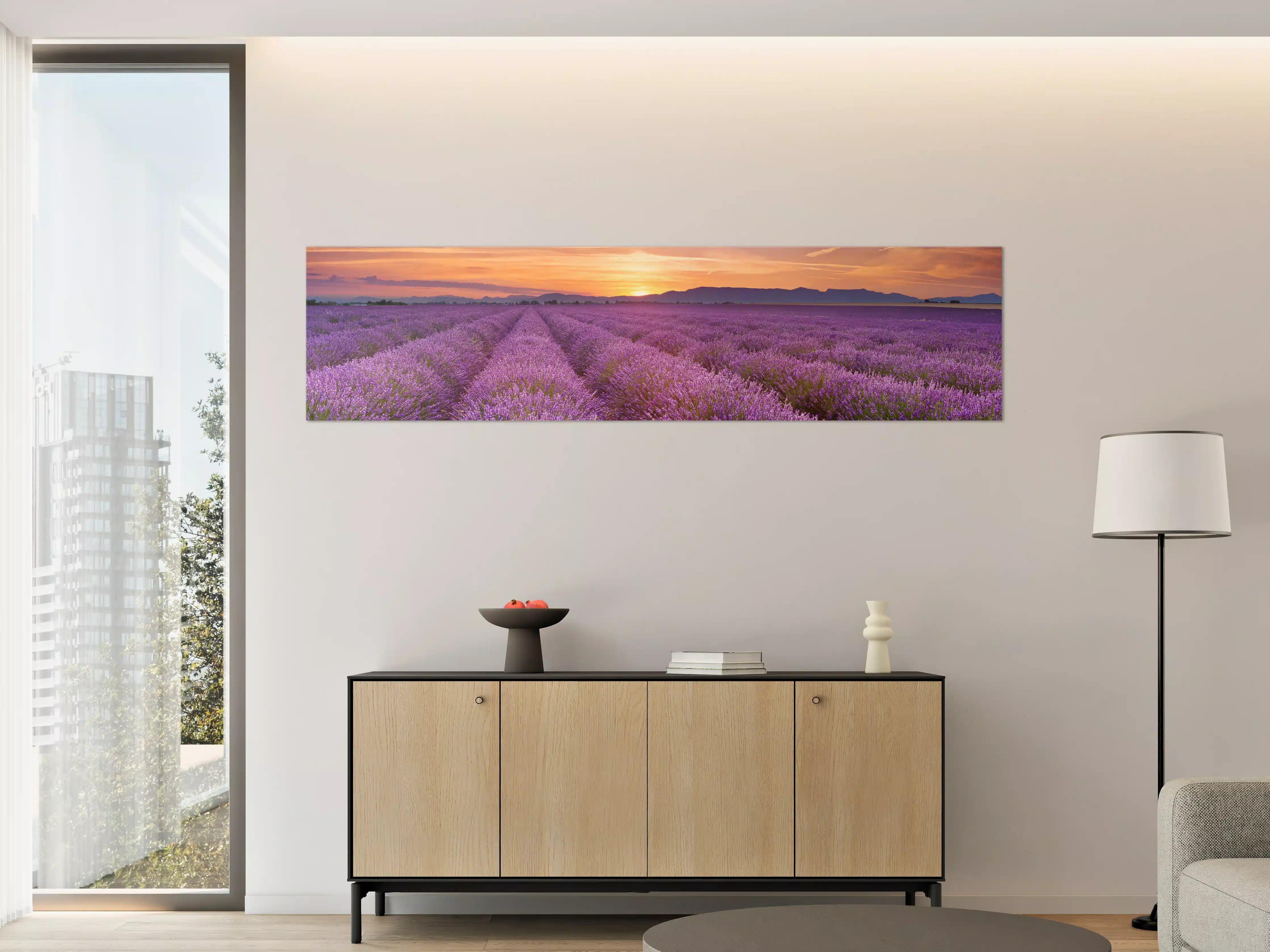 Große Wandbilder - Sonnenaufgang über Lavendelfelder - Provence