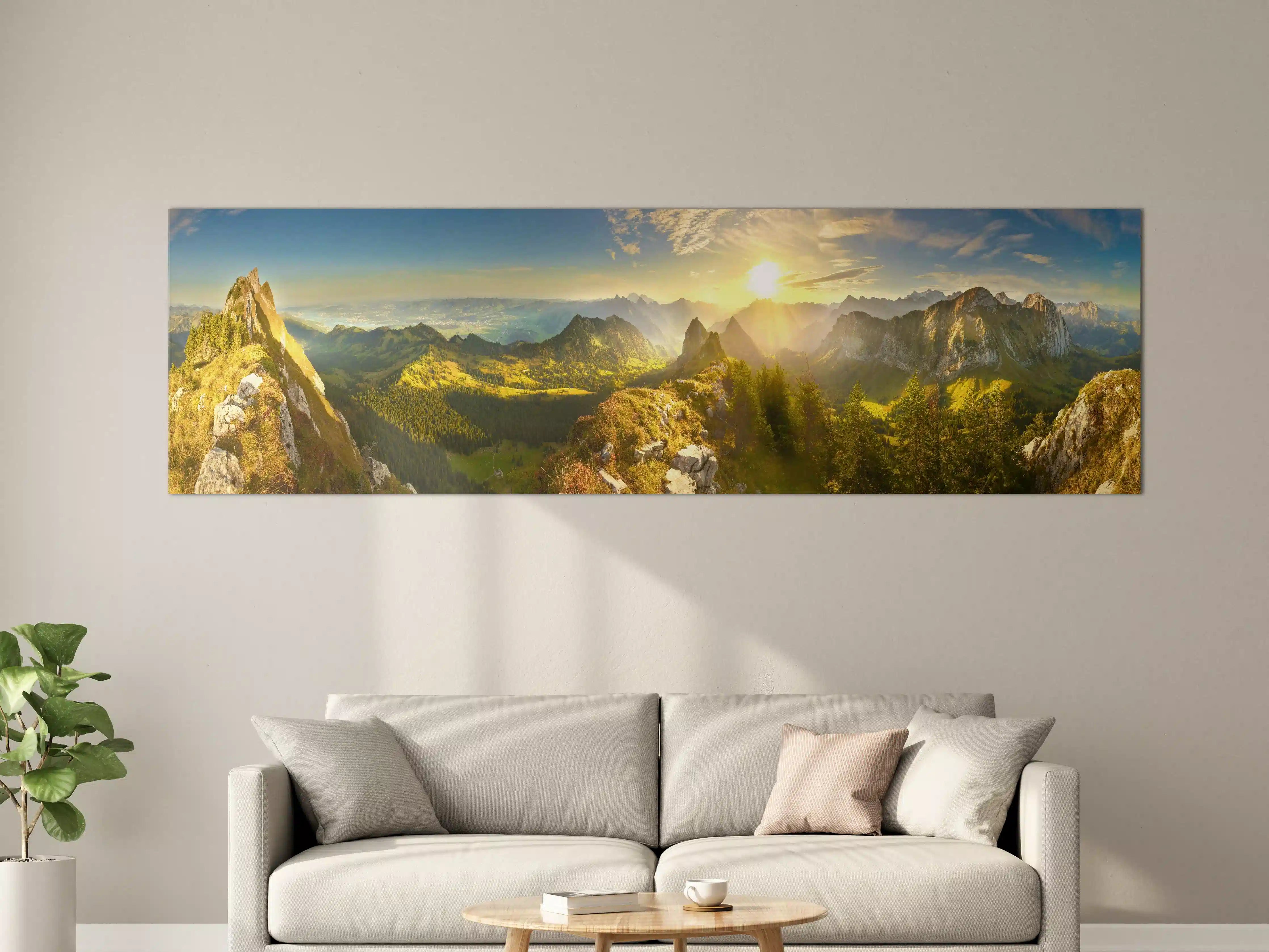 Große Wandbilder - Sonnenaufgang über Schweizer Tal