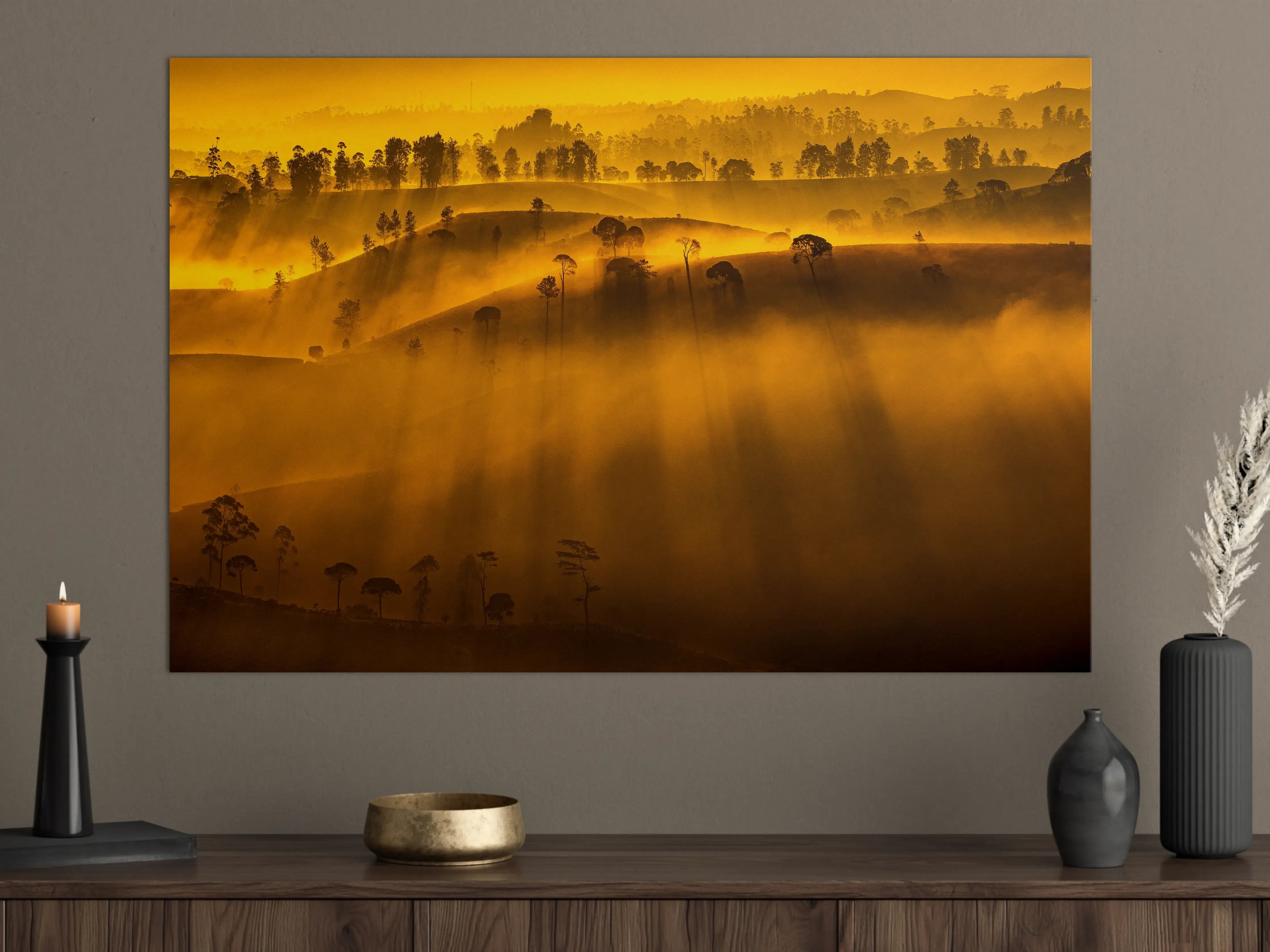 Große Wandbilder - Sonnenaufgang über dem goldenen Hügelland