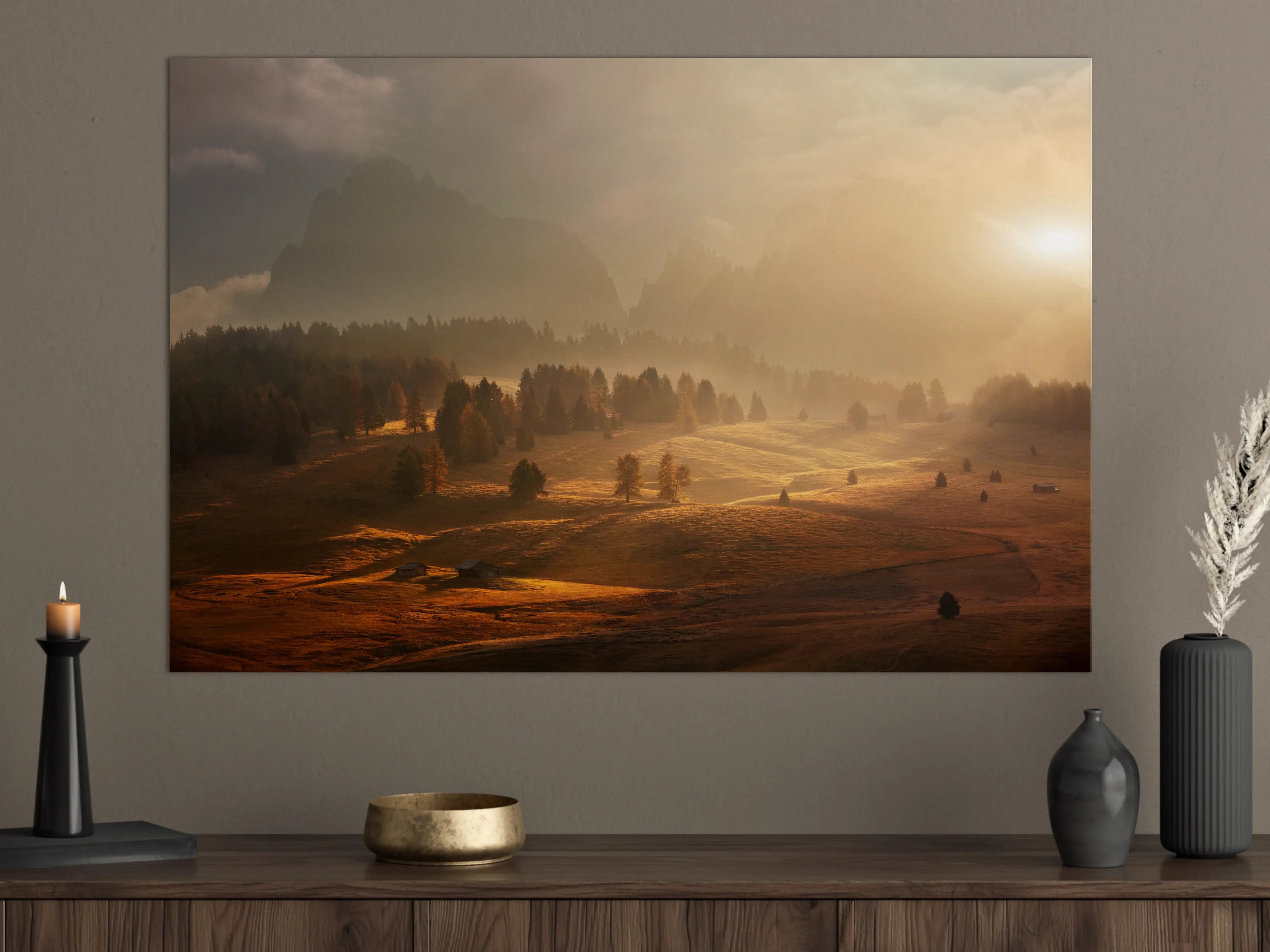Große Wandbilder - Sonnenaufgang über einer Berglandschaft