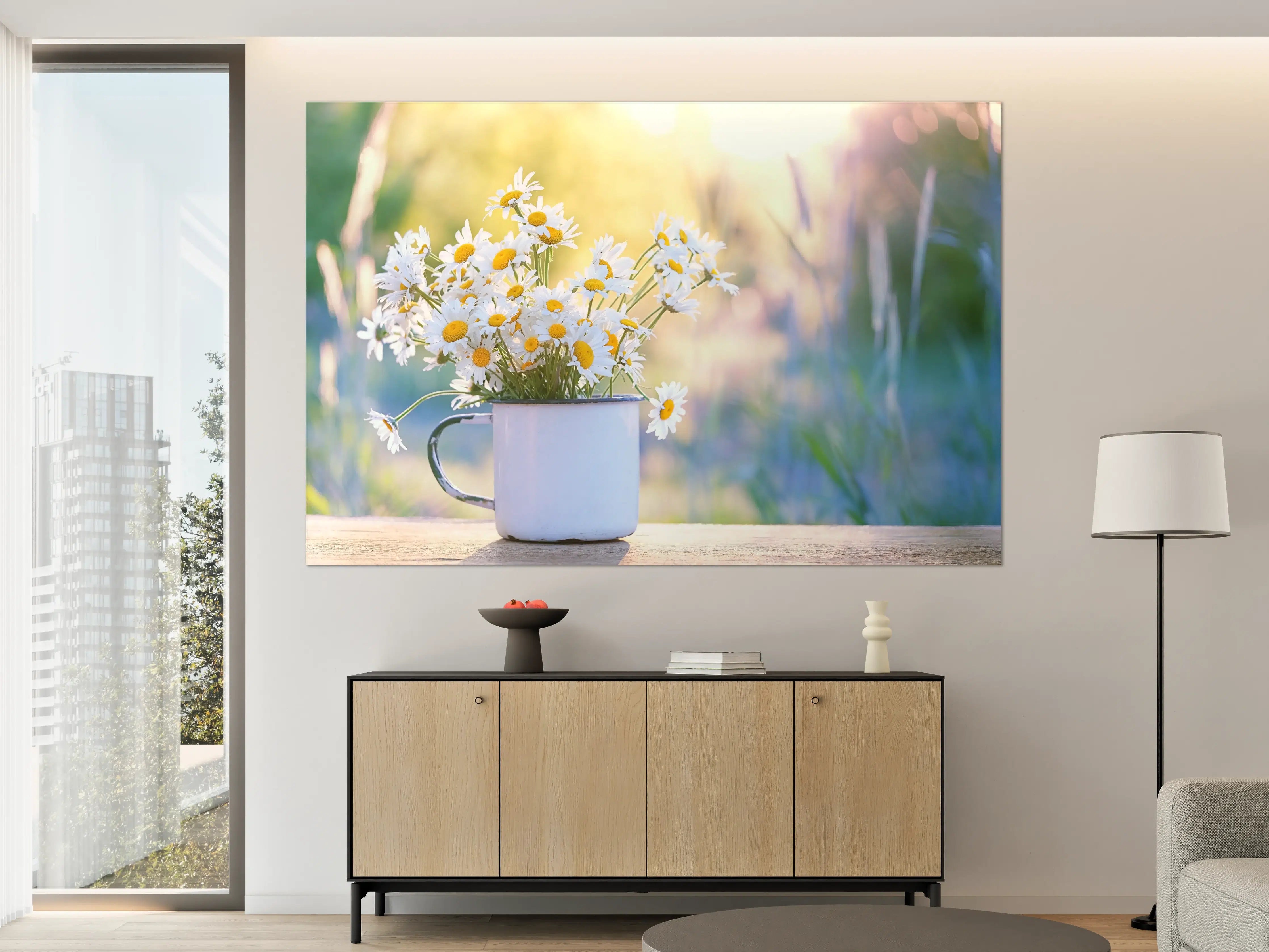 Große Wandbilder - Sonnenbeschienene Gänseblümchen