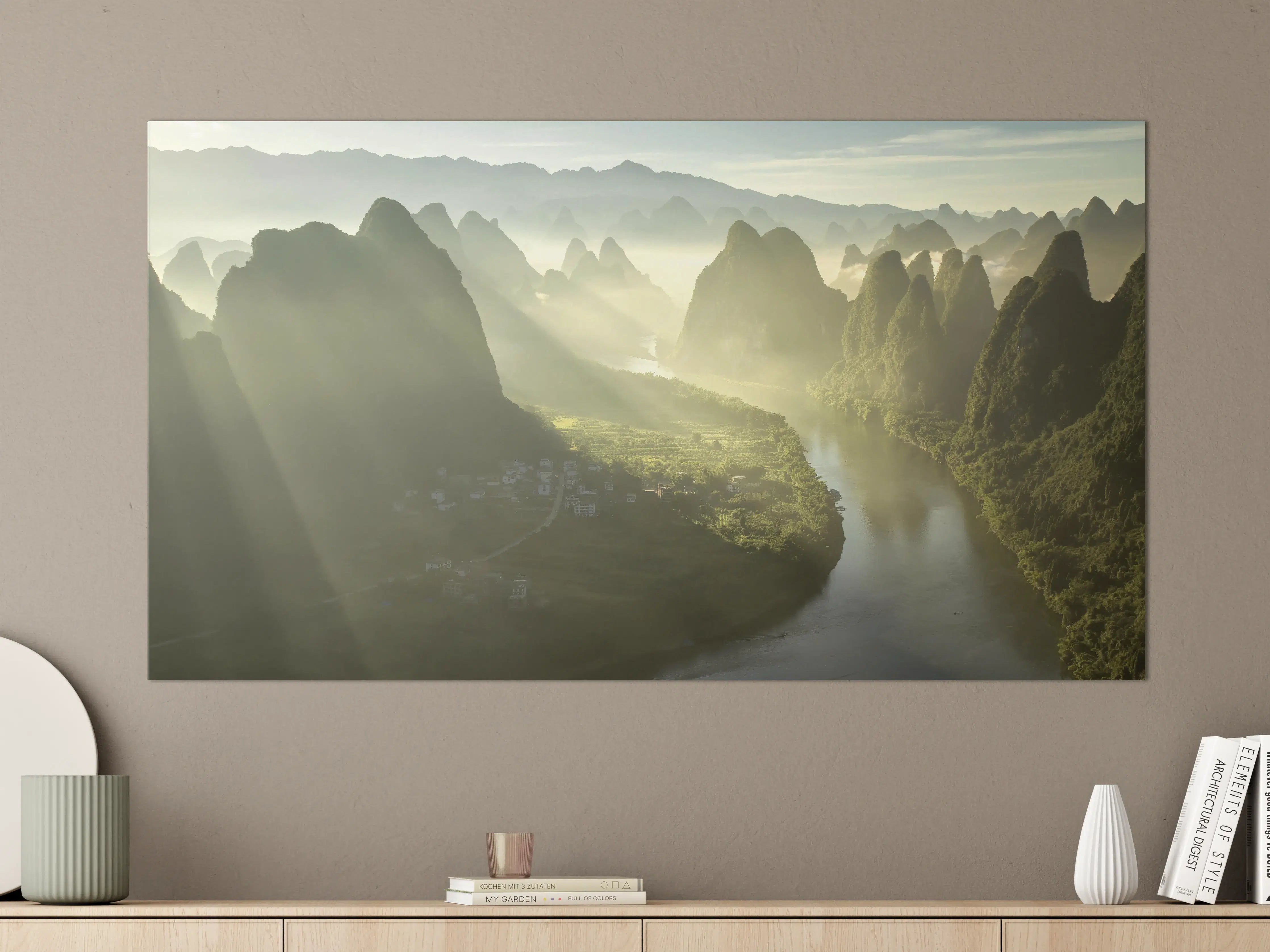 Große Wandbilder - Sonnendurchflutete Li-Flusslandschaft