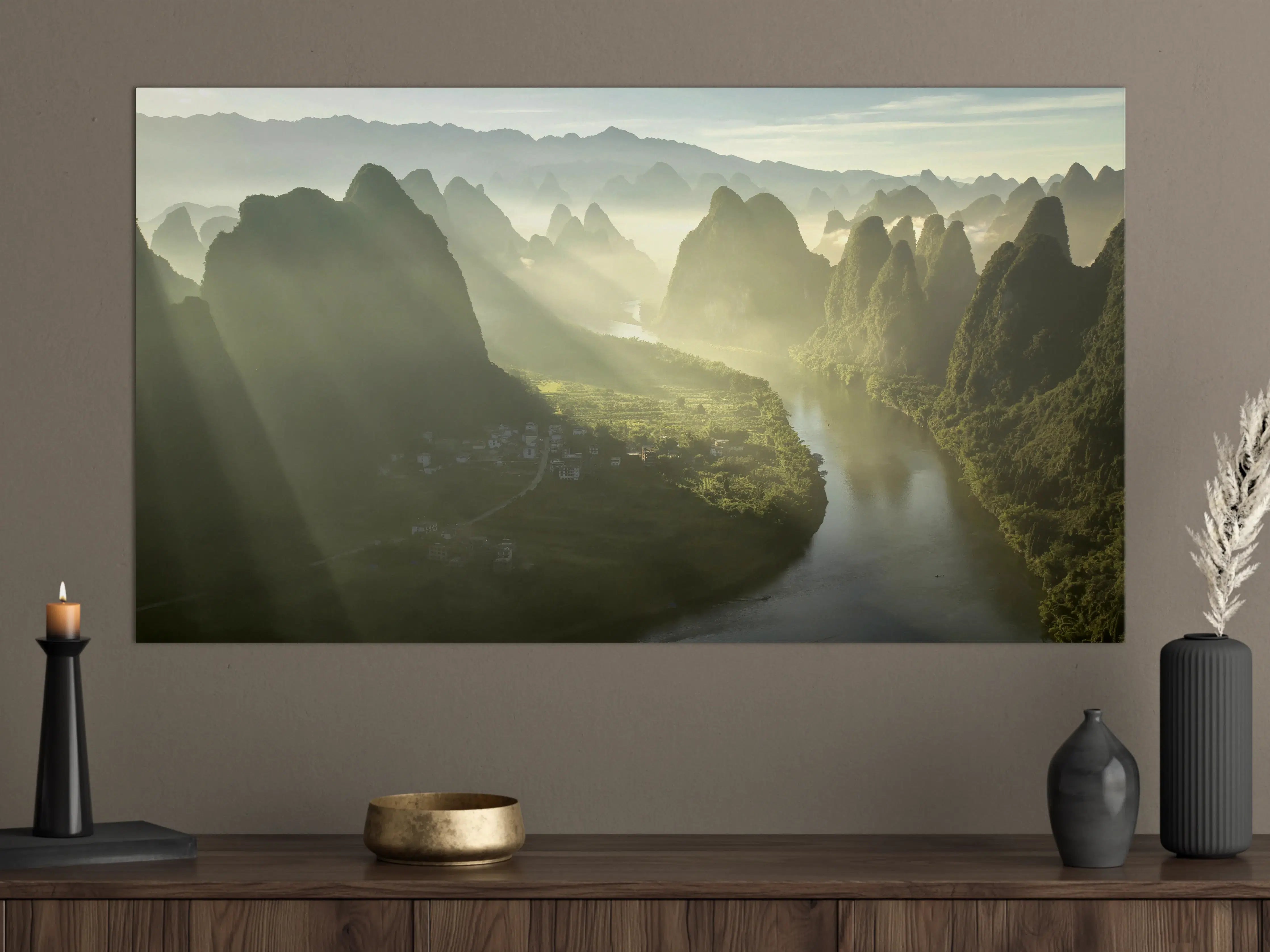 Große Wandbilder - Sonnendurchflutete Li-Flusslandschaft