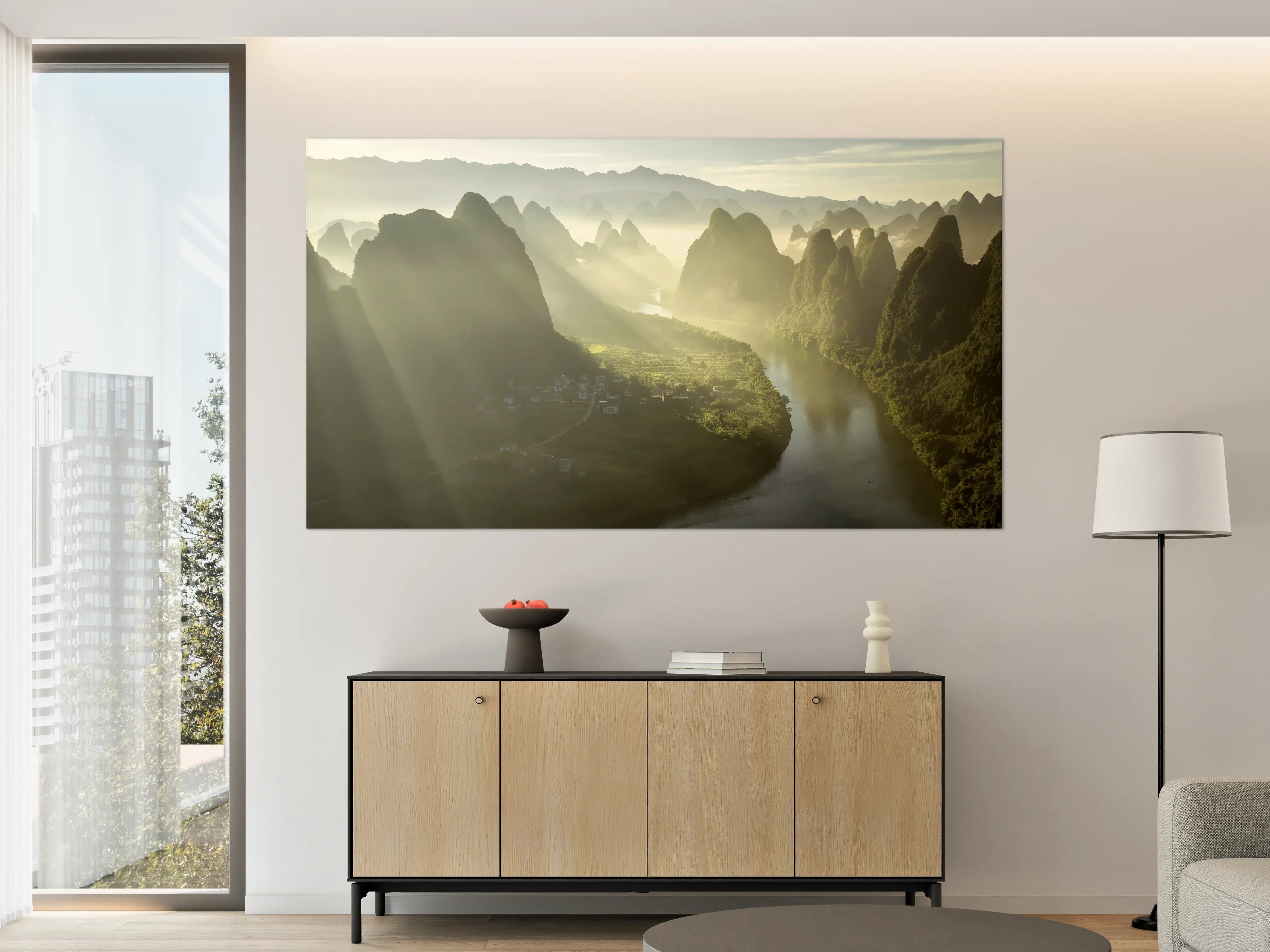 Große Wandbilder - Sonnendurchflutete Li-Flusslandschaft