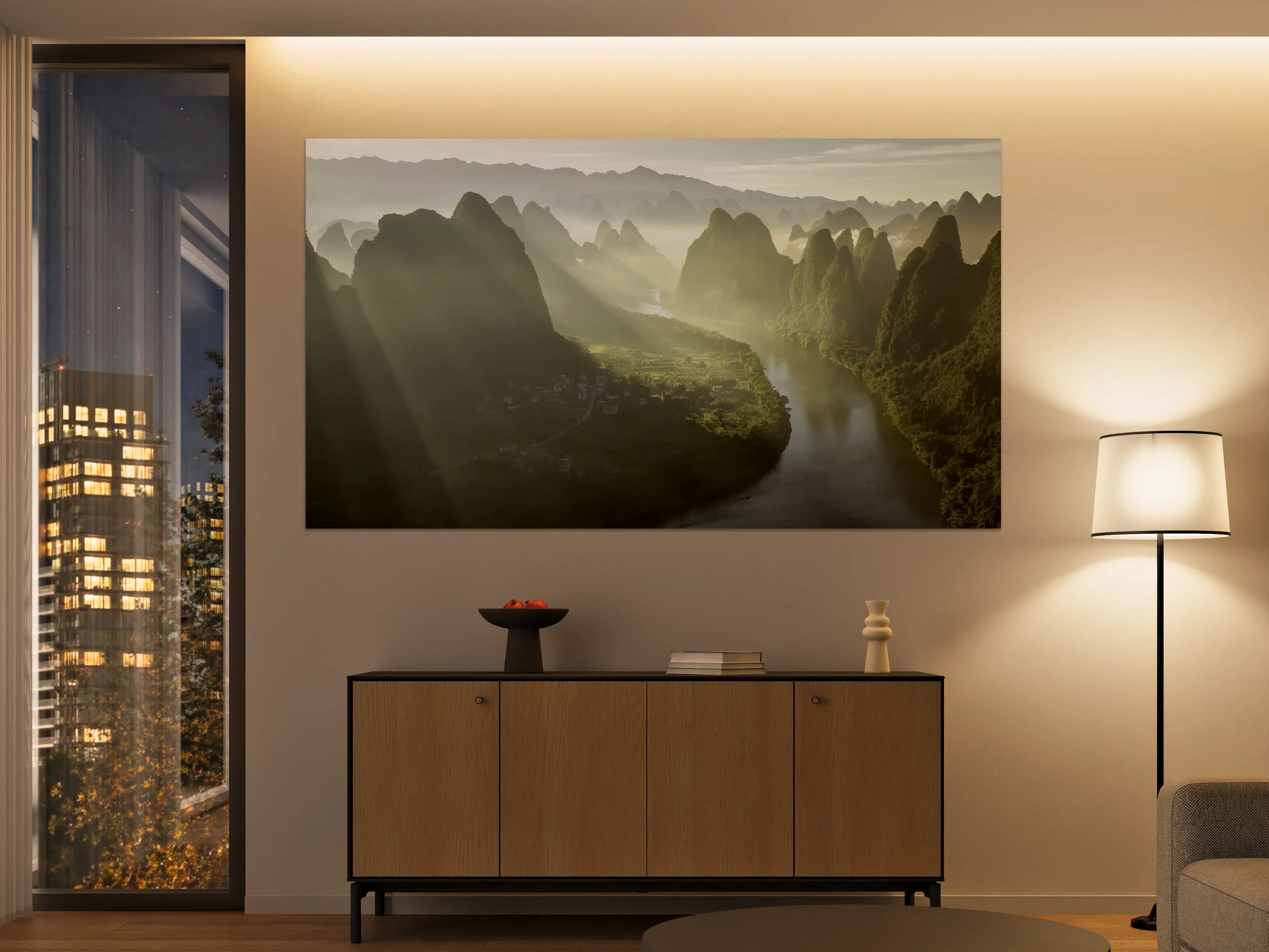 Große Wandbilder - Sonnendurchflutete Li-Flusslandschaft