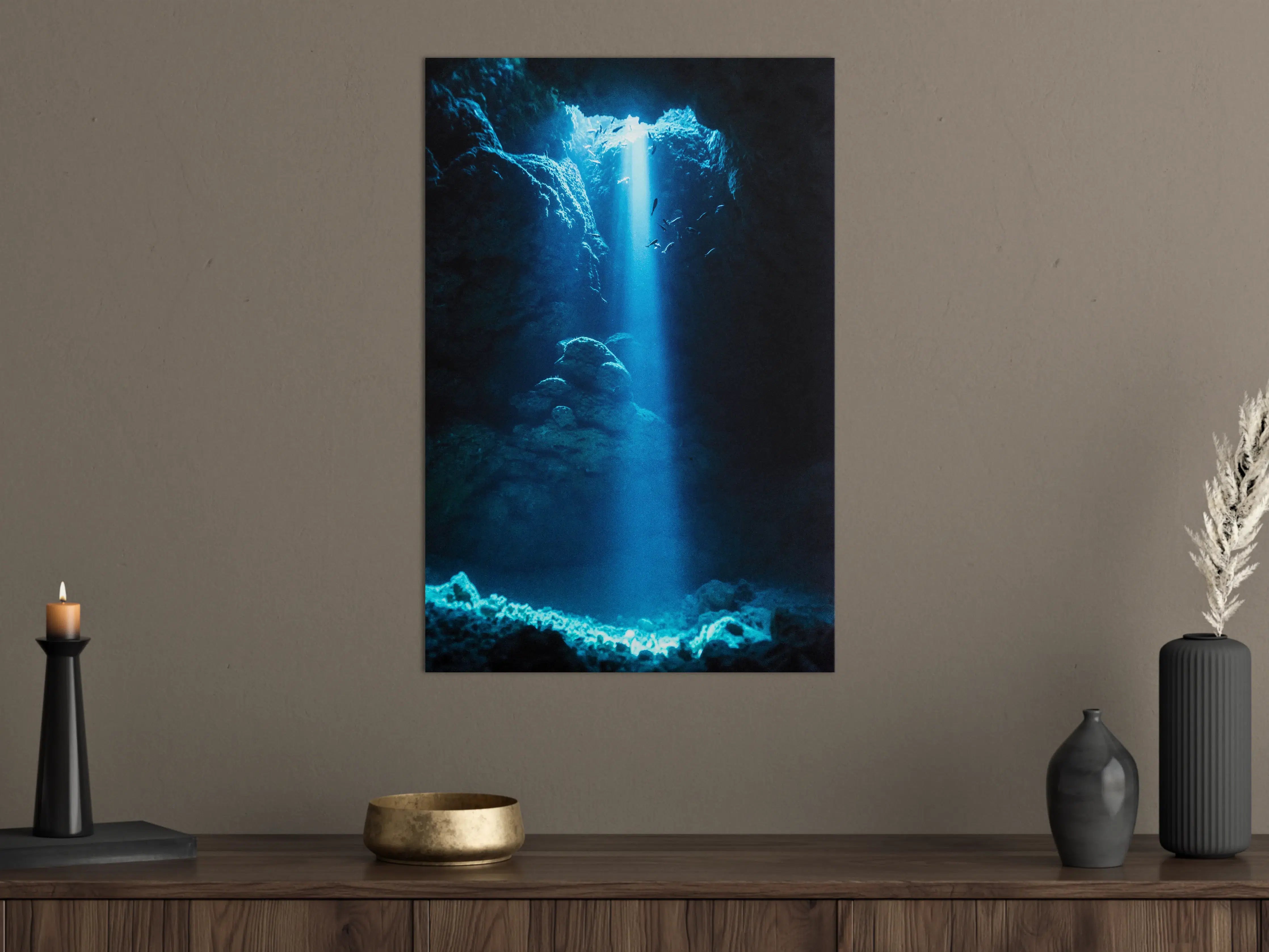 Große Wandbilder - Sonnenstrahl in die Unterwasserhöhle im japanischen Ozean