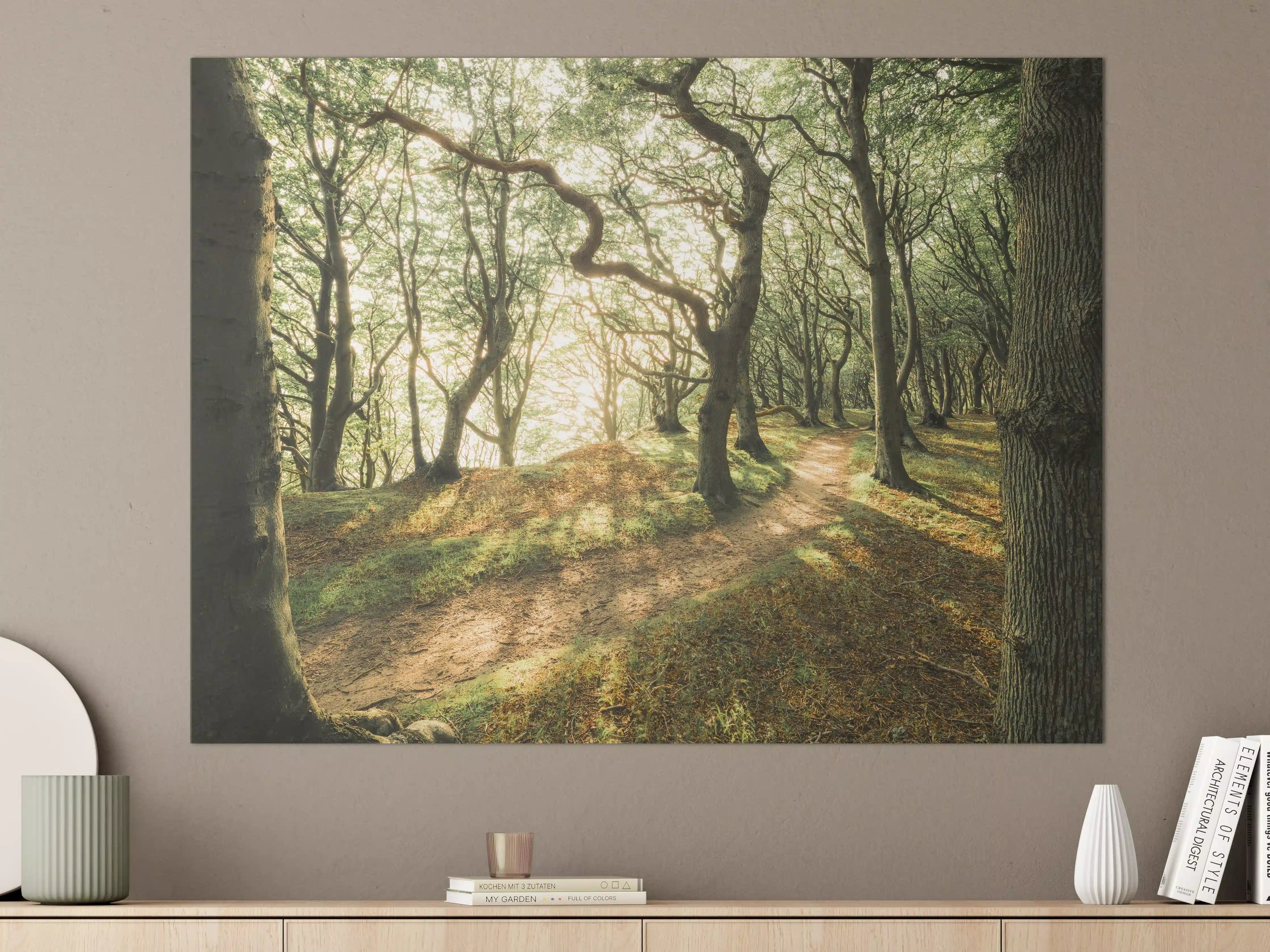 Große Wandbilder - Sonnenstrahlen im Waldweg