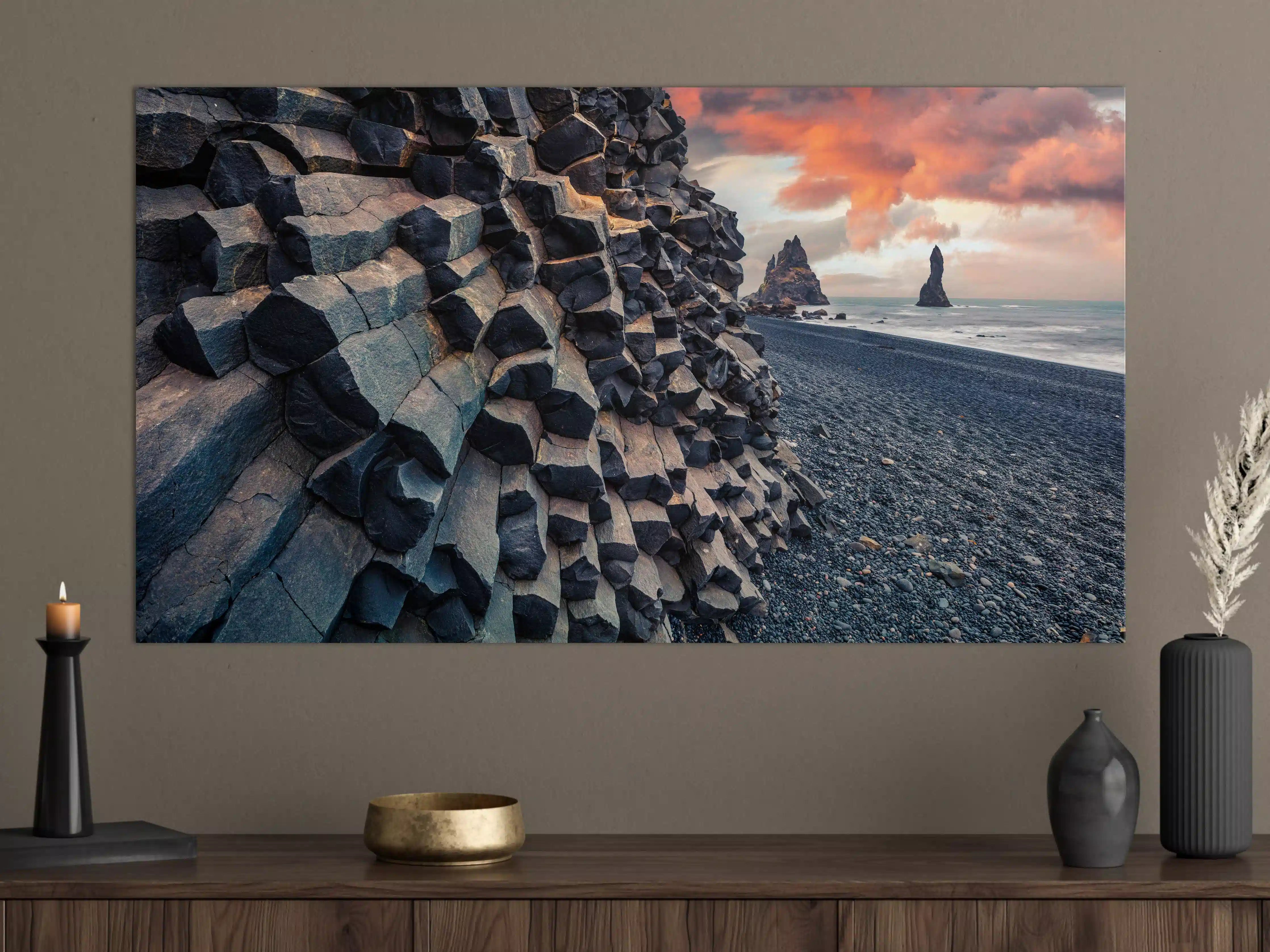 Große Wandbilder - Sonnenuntergang - Reynisdrangar, Atlantischer Ozean