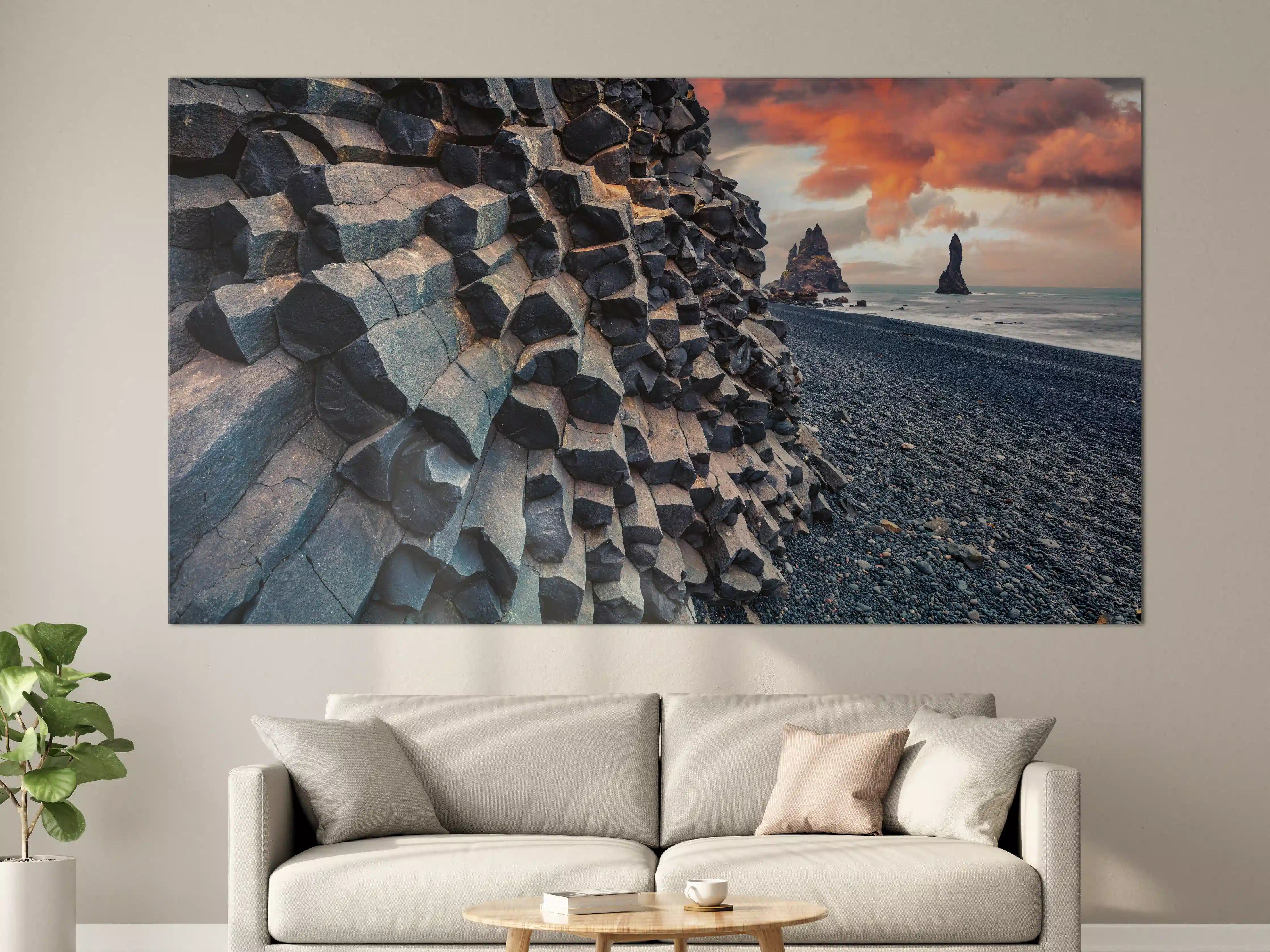 Große Wandbilder - Sonnenuntergang - Reynisdrangar, Atlantischer Ozean