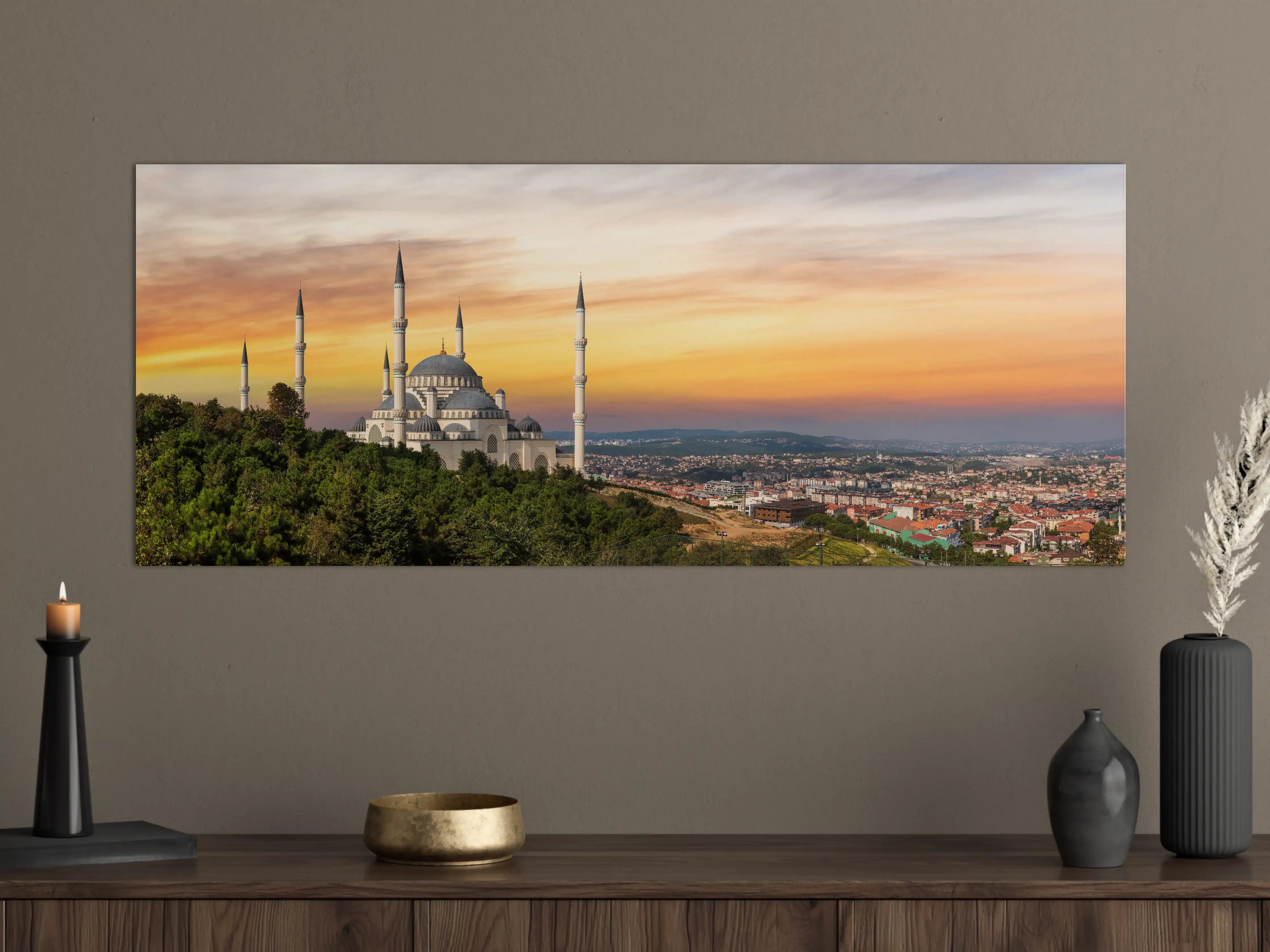 Große Wandbilder - Sonnenuntergang Camlica-Moschee in Istanbul