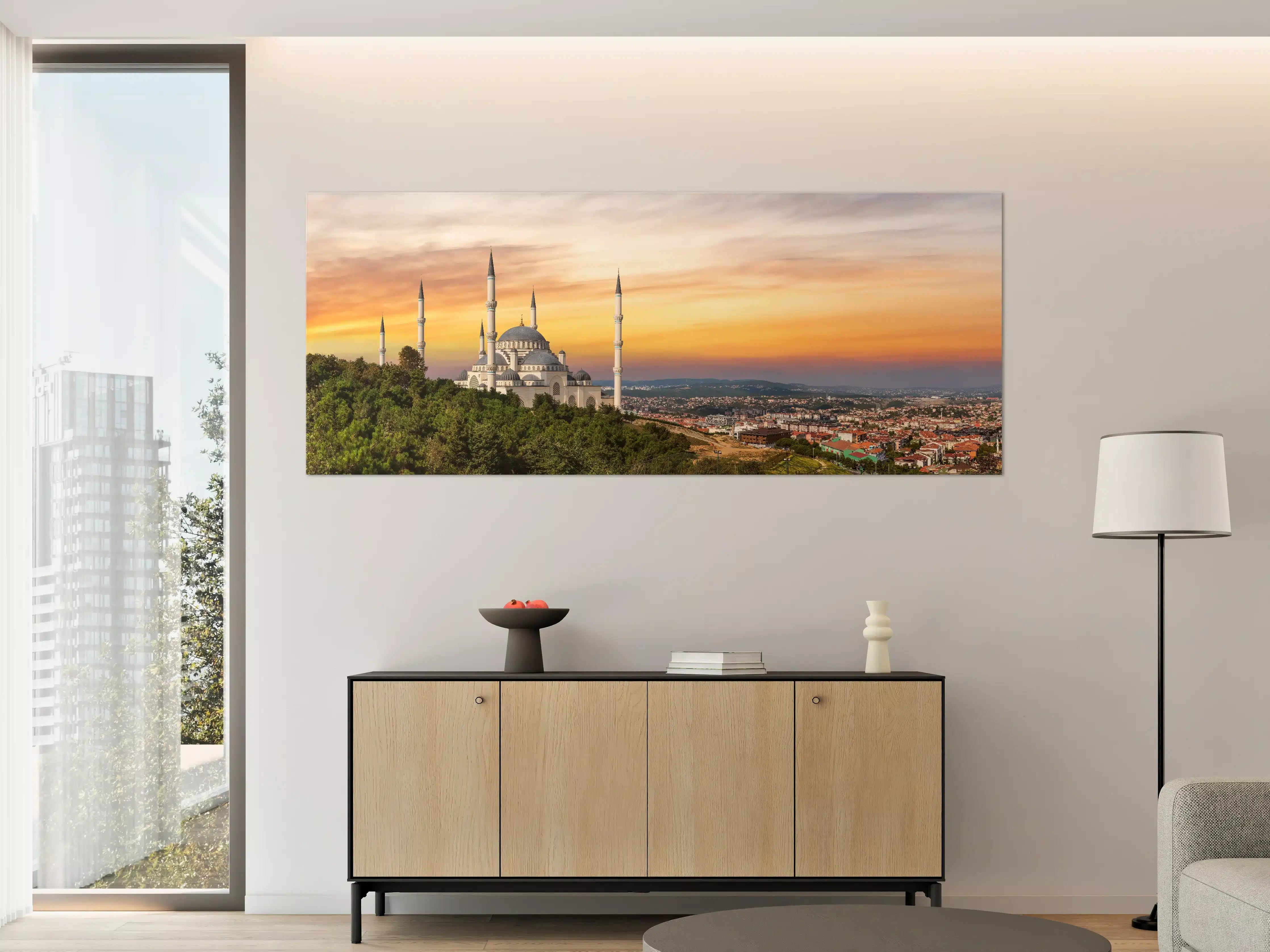 Große Wandbilder - Sonnenuntergang Camlica-Moschee in Istanbul