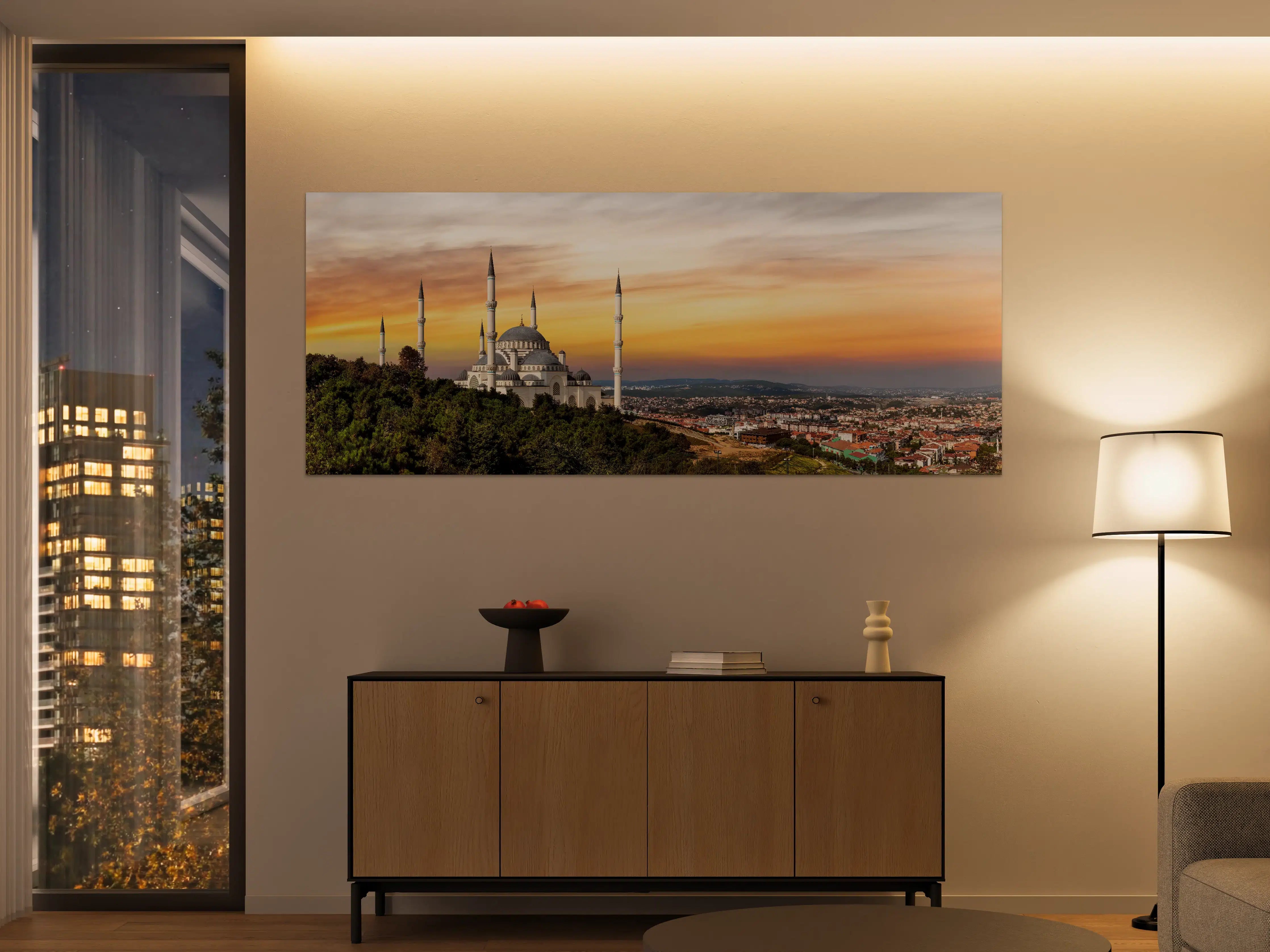Große Wandbilder - Sonnenuntergang Camlica-Moschee in Istanbul