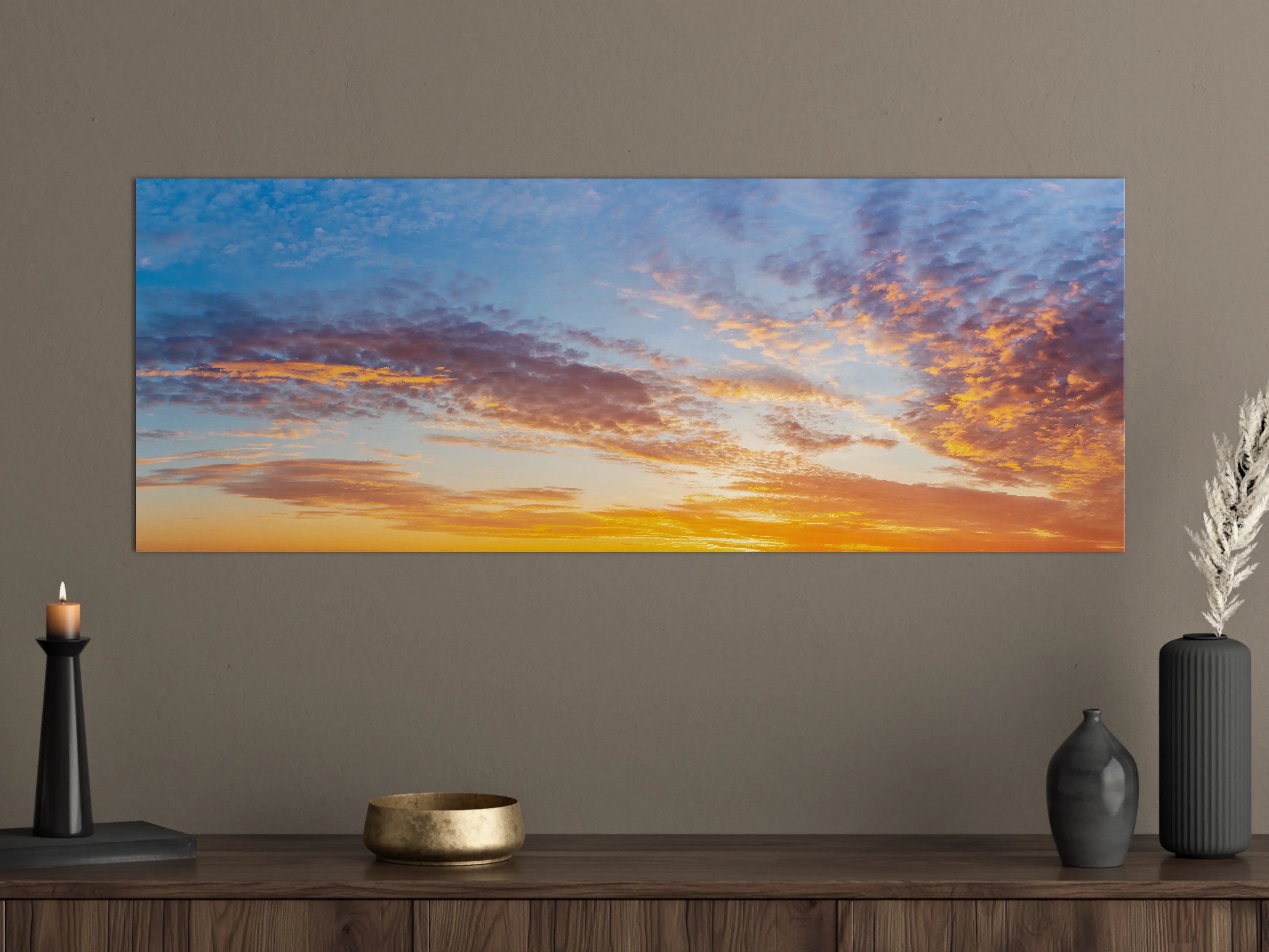 Große Wandbilder - Sonnenuntergang Panorama Blau-Orange