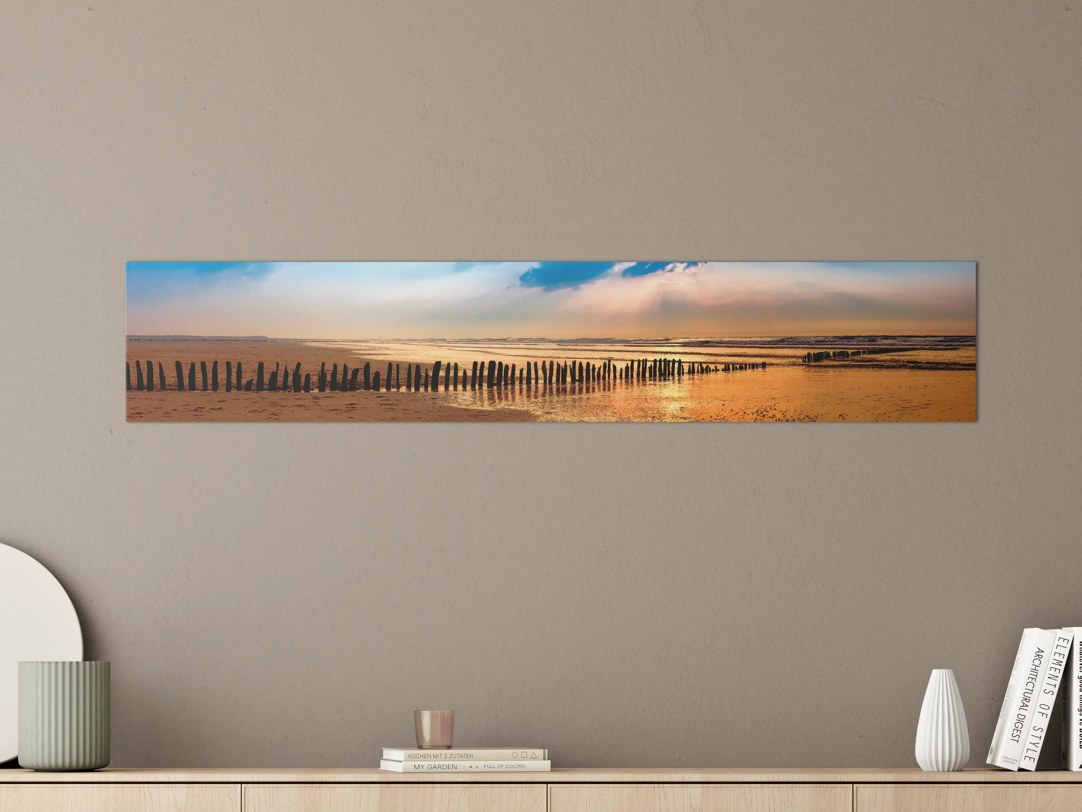 Große Wandbilder - Sonnenuntergang am Meer mit Himmel in warmen Tönen