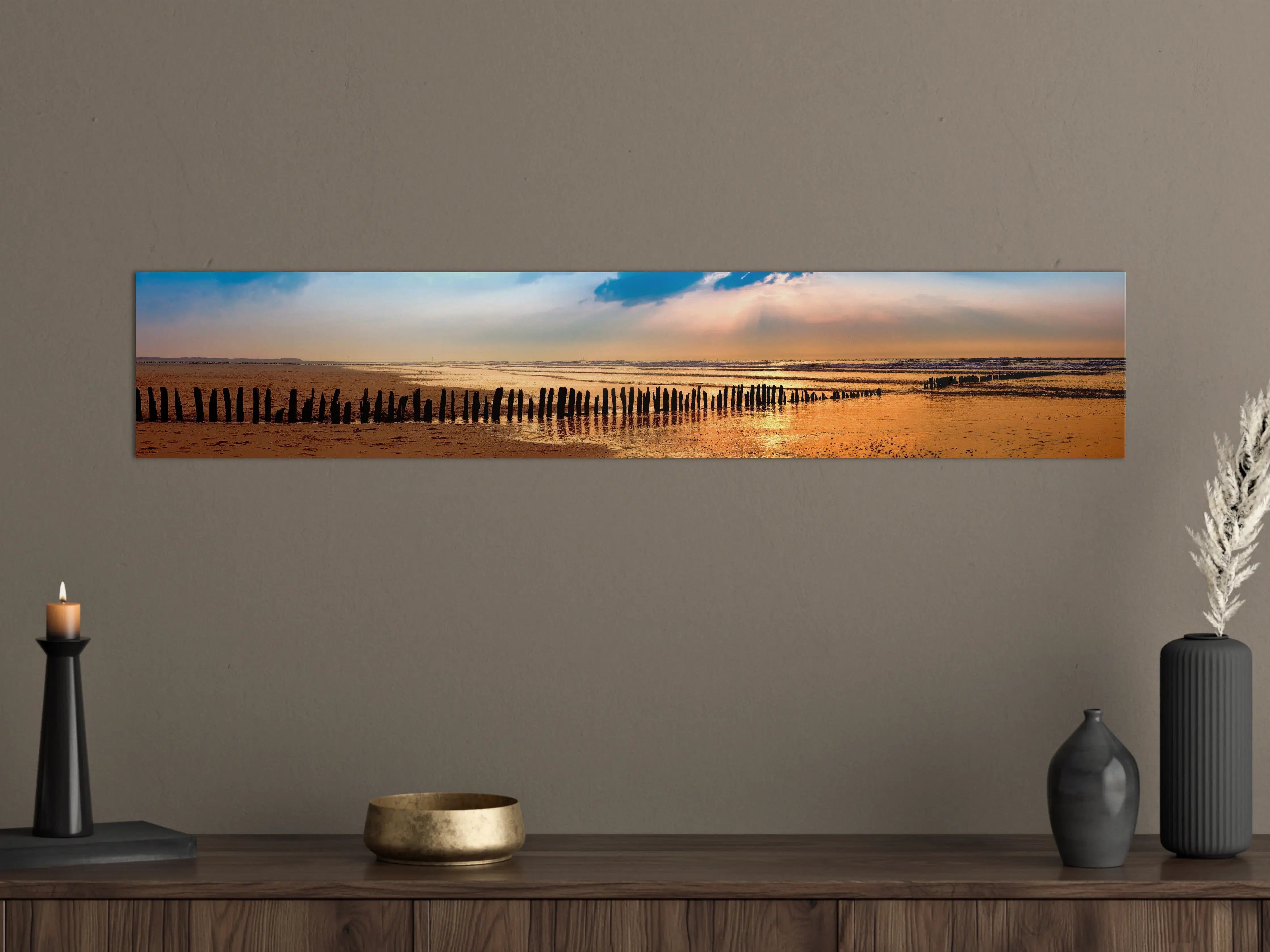 Große Wandbilder - Sonnenuntergang am Meer mit Himmel in warmen Tönen