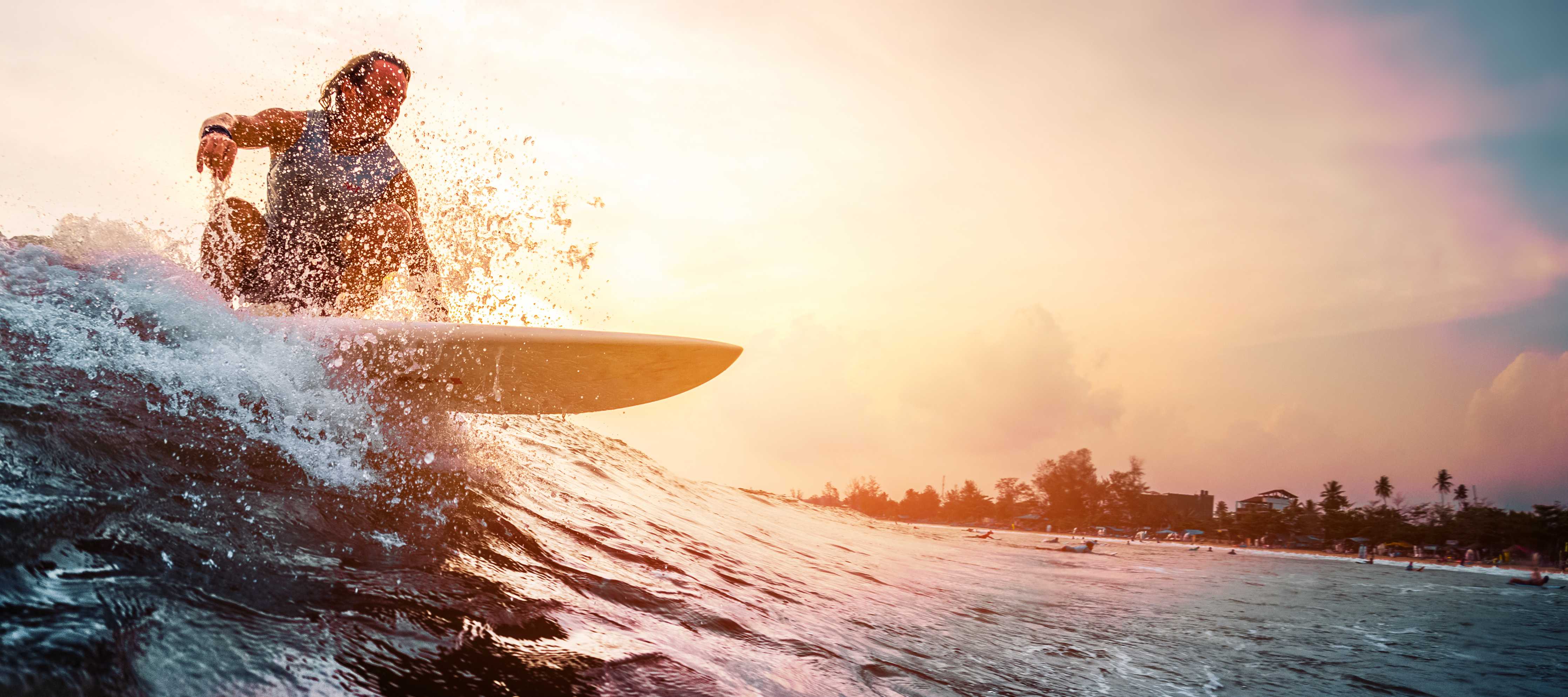 Große Wandbilder-Sonnenuntergang beim Surfen