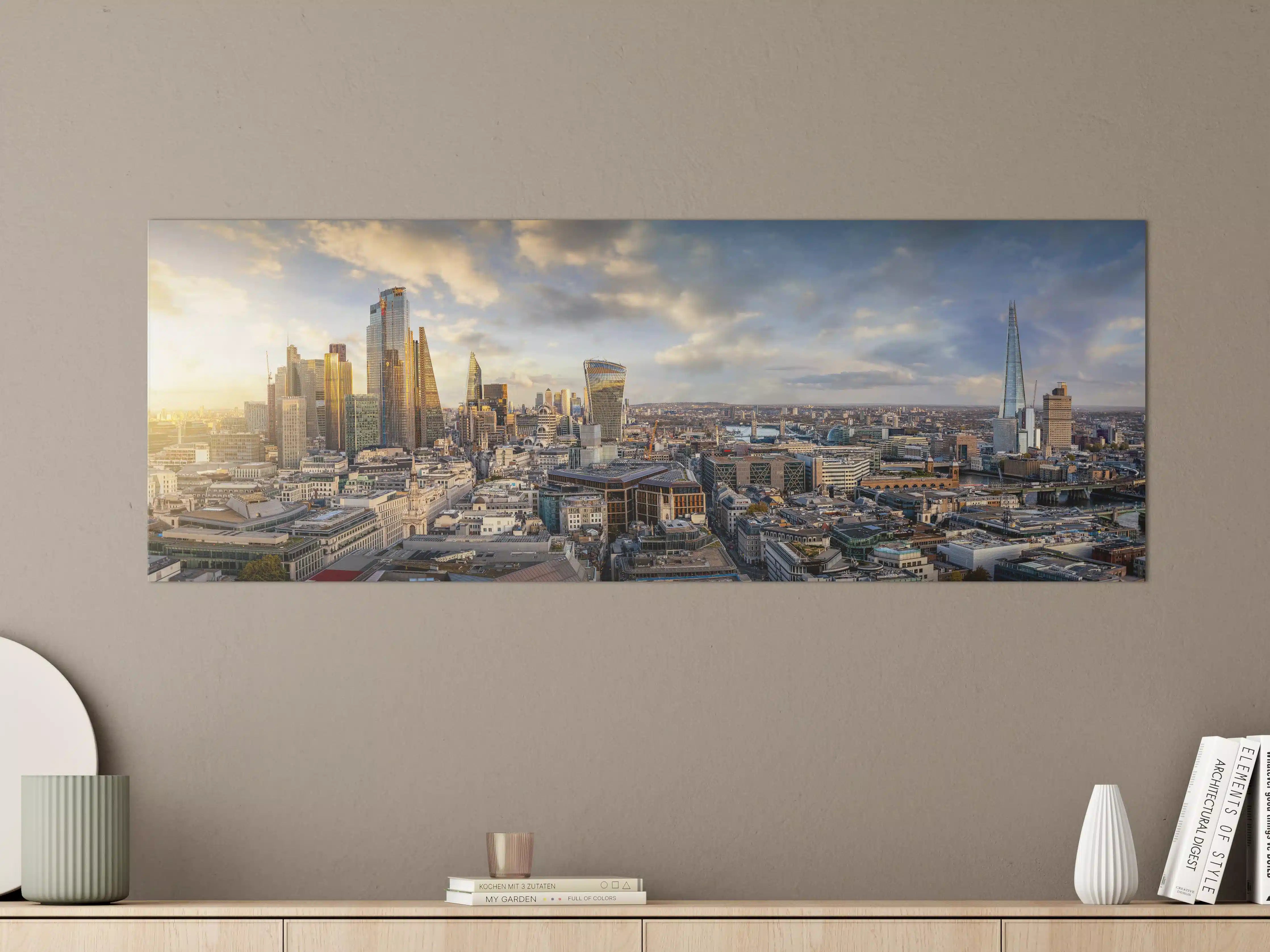 Große Wandbilder - Sonnenuntergang hinter Londoner Skyline