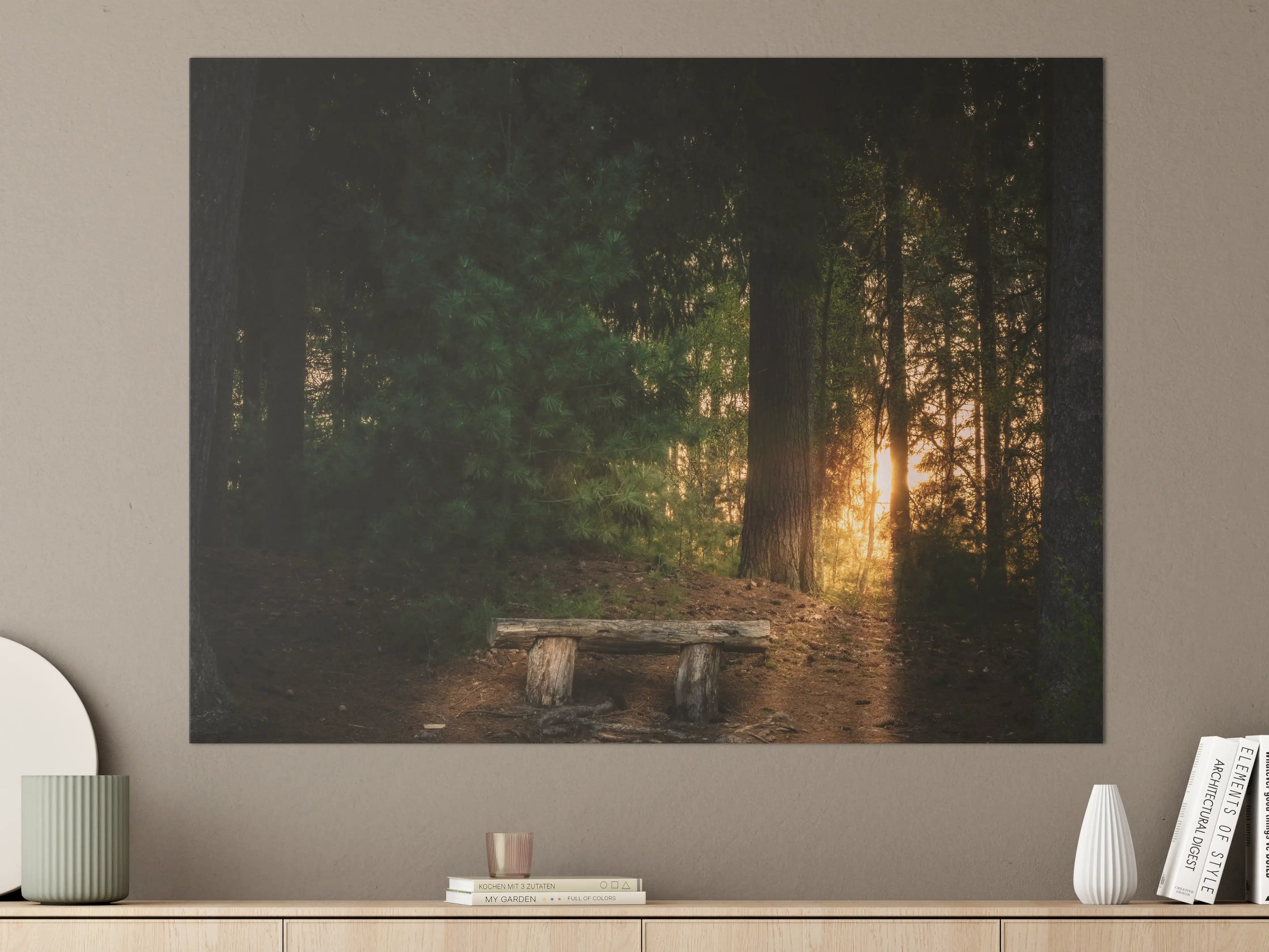 Große Wandbilder - Sonnenuntergang im Wald - Lüneburger Heide