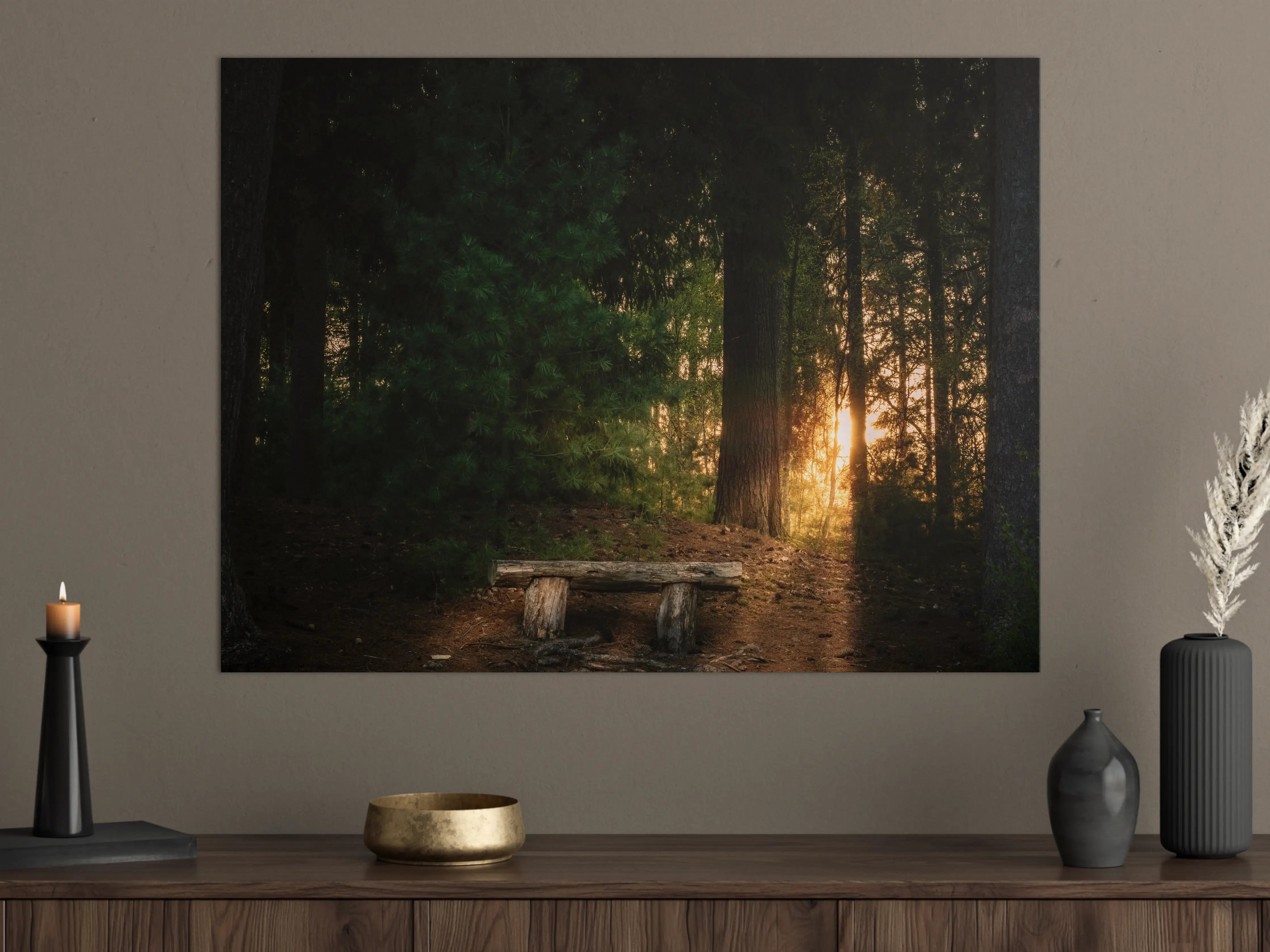 Große Wandbilder - Sonnenuntergang im Wald - Lüneburger Heide
