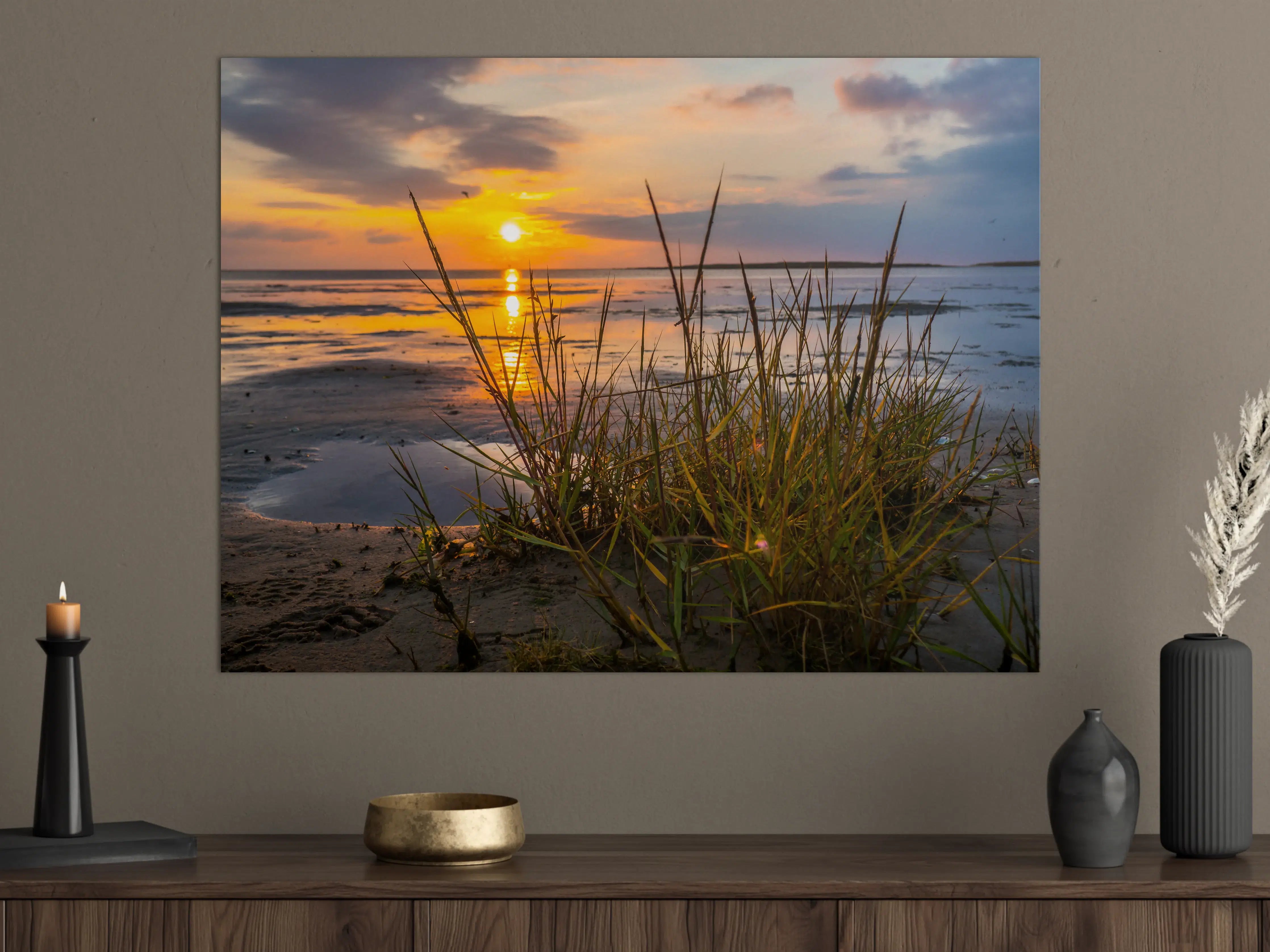 Große Wandbilder - Sonnenuntergang im Wattenmeer an der Nordsee